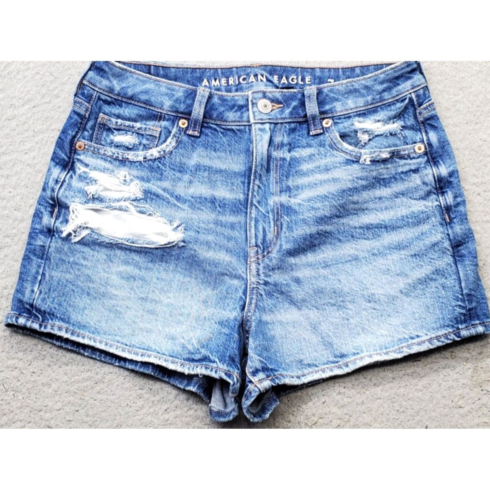 American Eagle Outfitters American Eagle Outfitters Womens 4 Blue Denim Mom Shorts, Vintage No, 5-Pocket, 2.5 Inseam, Medium Wash, Button Zip, Casual Summer Update Size 27" / US 4 / IT 40 - 2 Thumbnail