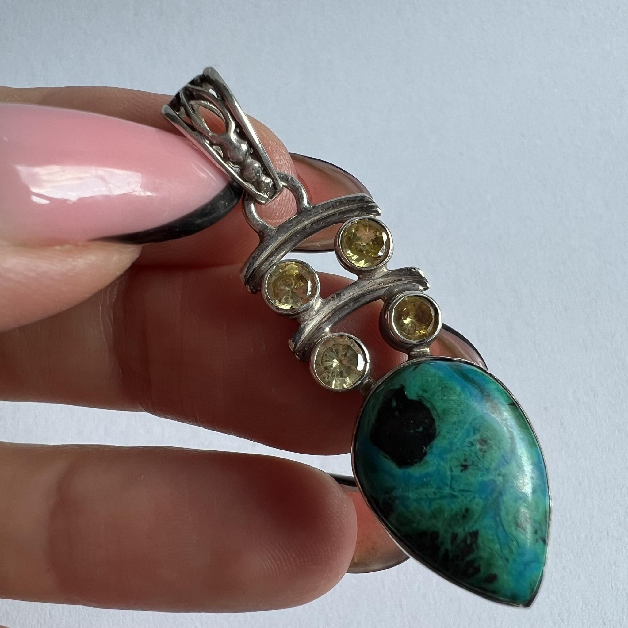 Vintage Vintage Sterling Silver 925 Women's Pendant Turquoise Marked Size ONE SIZE - 1 Thumbnail