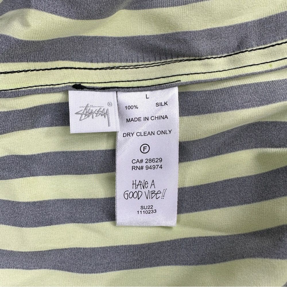Stussy Stussy NWT 100% Silk Green/Black Striped Shirt Size Large M Size US L / EU 52-54 / 3 - 6 Thumbnail