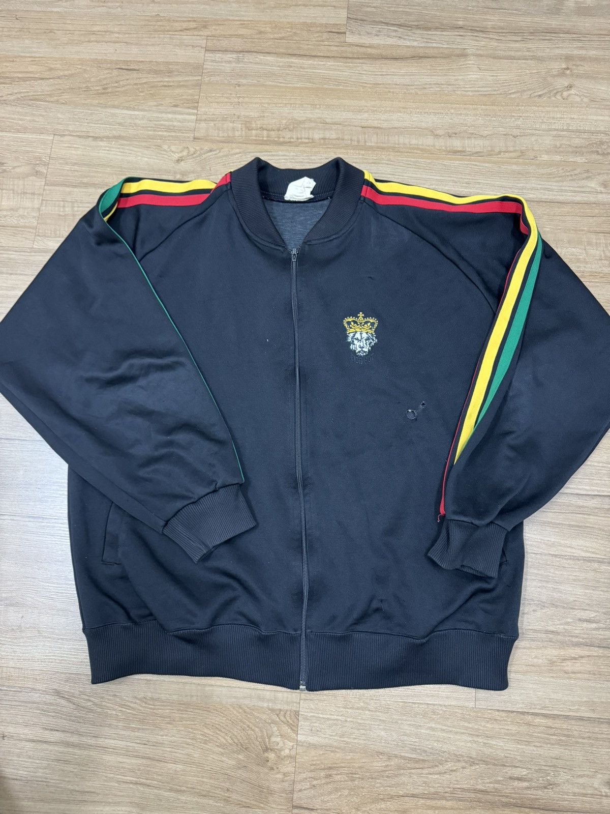 image of Bob Marley x Rock T Shirt Vintage Zion Hut Rasta Tracktop in Black, Men's (Size Large)