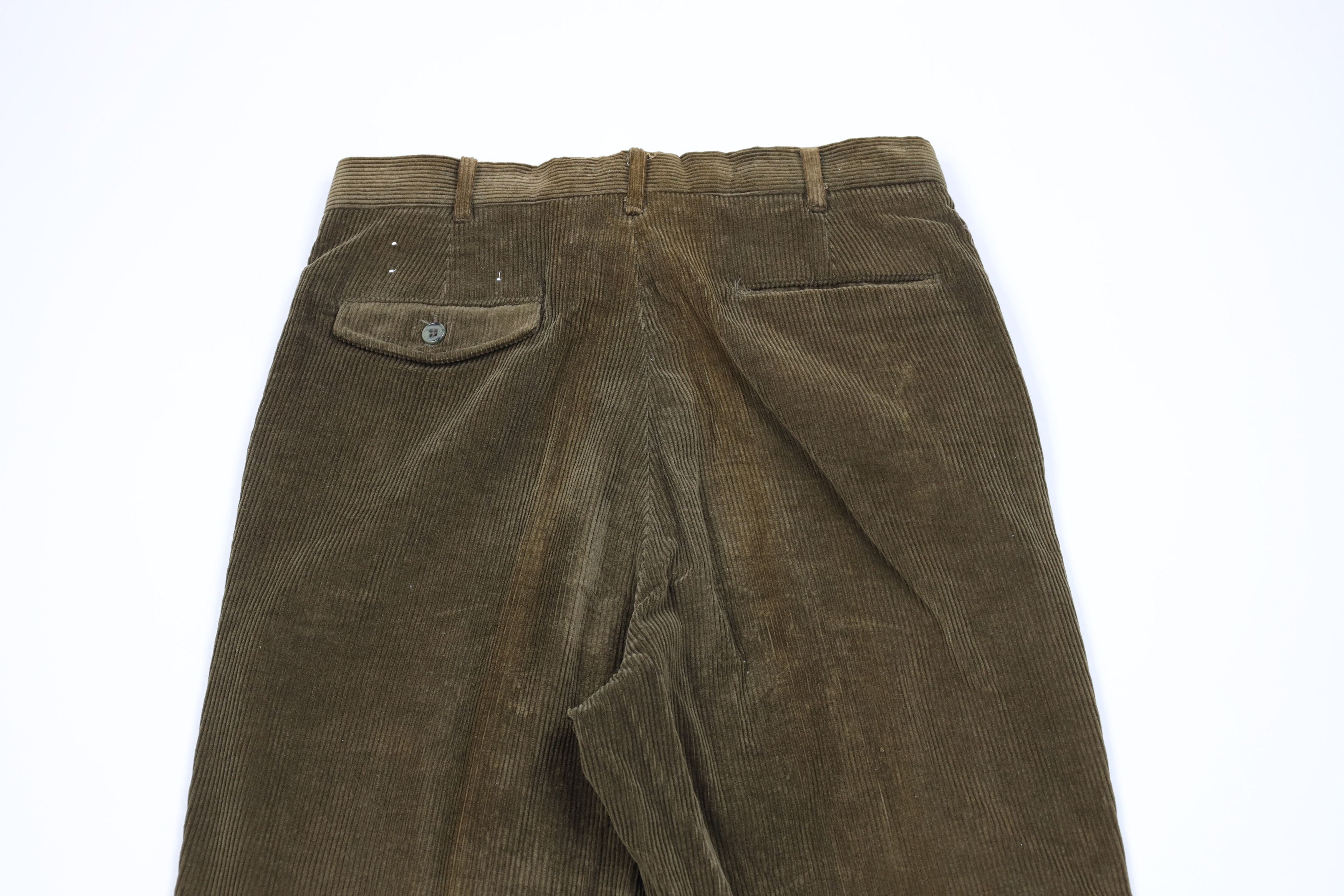 Vintage Vintage 70s Streetwear Wide Leg Corduroy Chino Pants Green Size US 32 / EU 48 - 9 Thumbnail