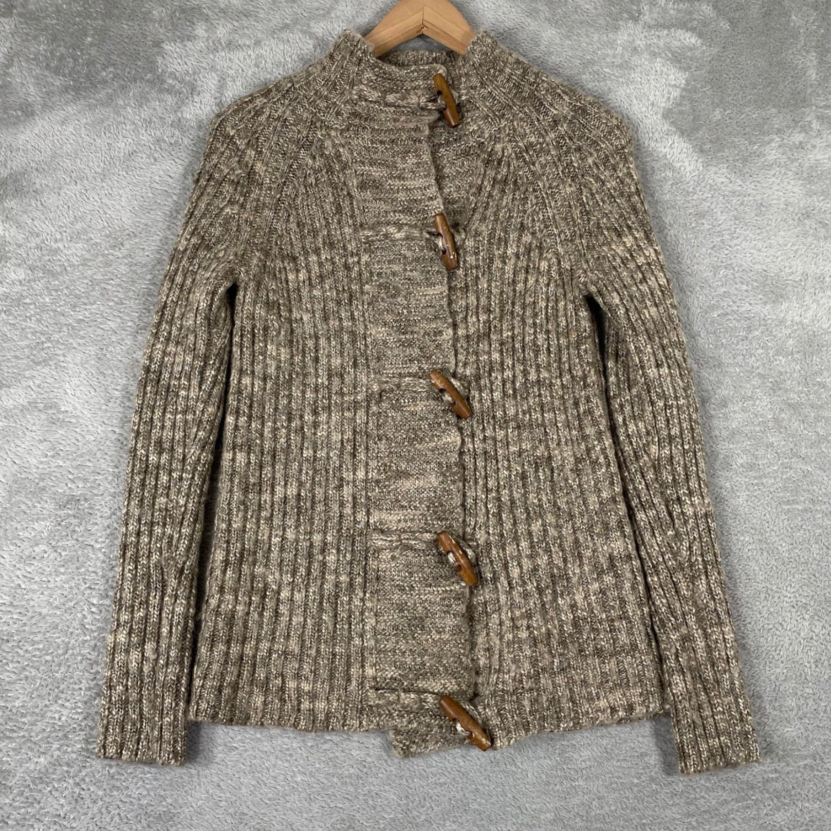 Vintage VINTAGE RuffHewn Cardigan Sweater Womens Small Brown Wool Blend Toggle Rib Knit Chunky Size S / US 4 / IT 40 - 2 Thumbnail