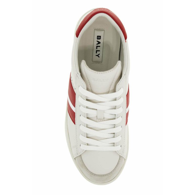 Bally o1s22i1n0125 Smooth Leather Thiago Sneakers in White Red Size US 8 / IT 38 - 2 Thumbnail