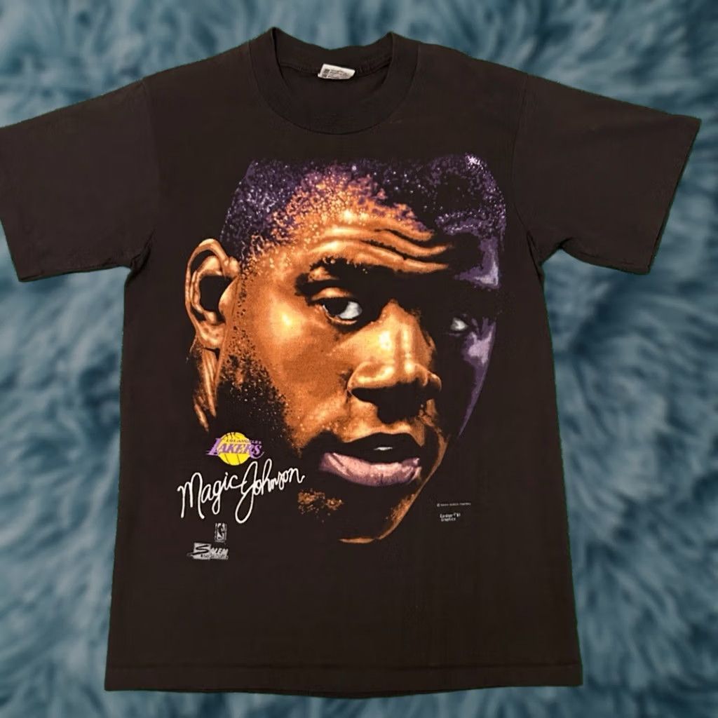 Vintage VINTAGE Salem Lakers Shirt Medium Magic Johnson Big Face VTG 90s 1991 Mens Size US M / EU 48-50 / 2 - 1 Thumbnail