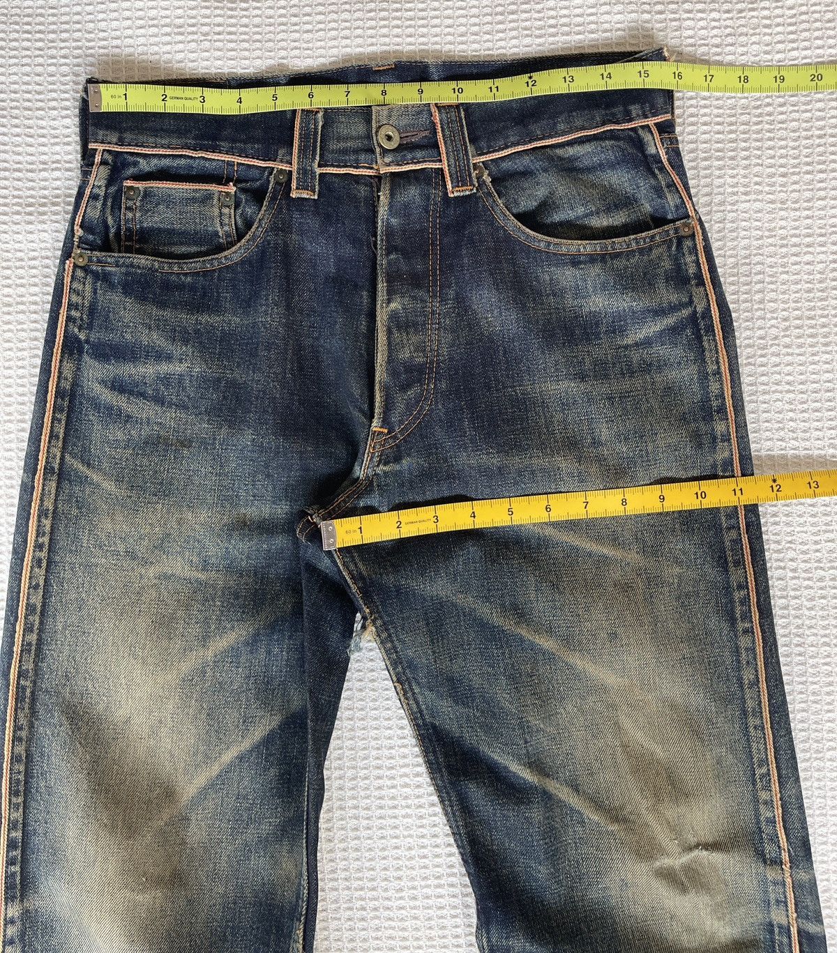 Nepenthes VINTAGE90s🔥HOGGS NEPENTHES NEEDLES🔥Thrashed Selvedge Jeans Size US 32 / EU 48 - 8 Thumbnail