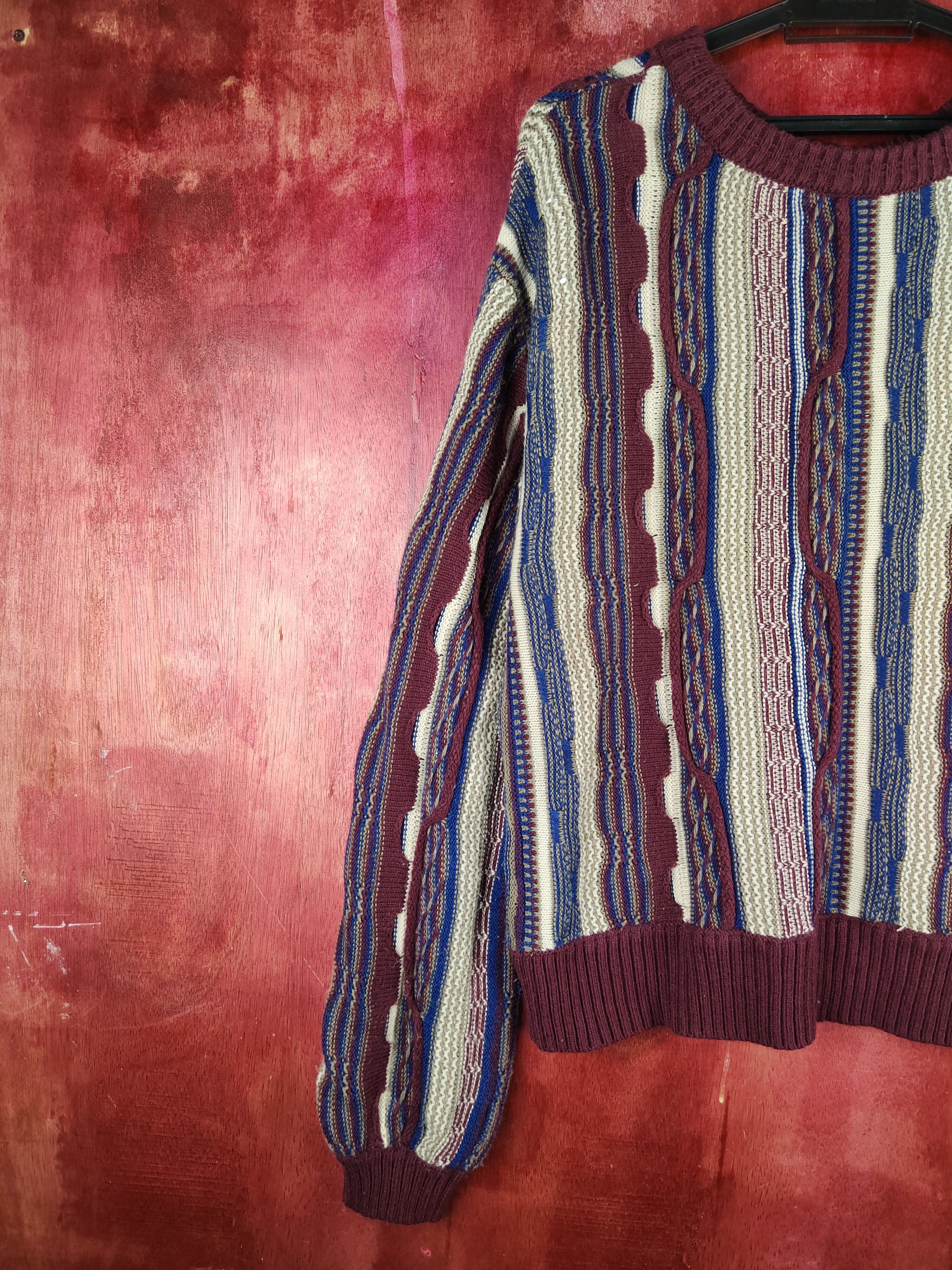 Japanese Brand Urbanity UB Dark Purple Stripes Knitwear like coogi #S1600 Size US M / EU 48-50 / 2 - 9 Thumbnail