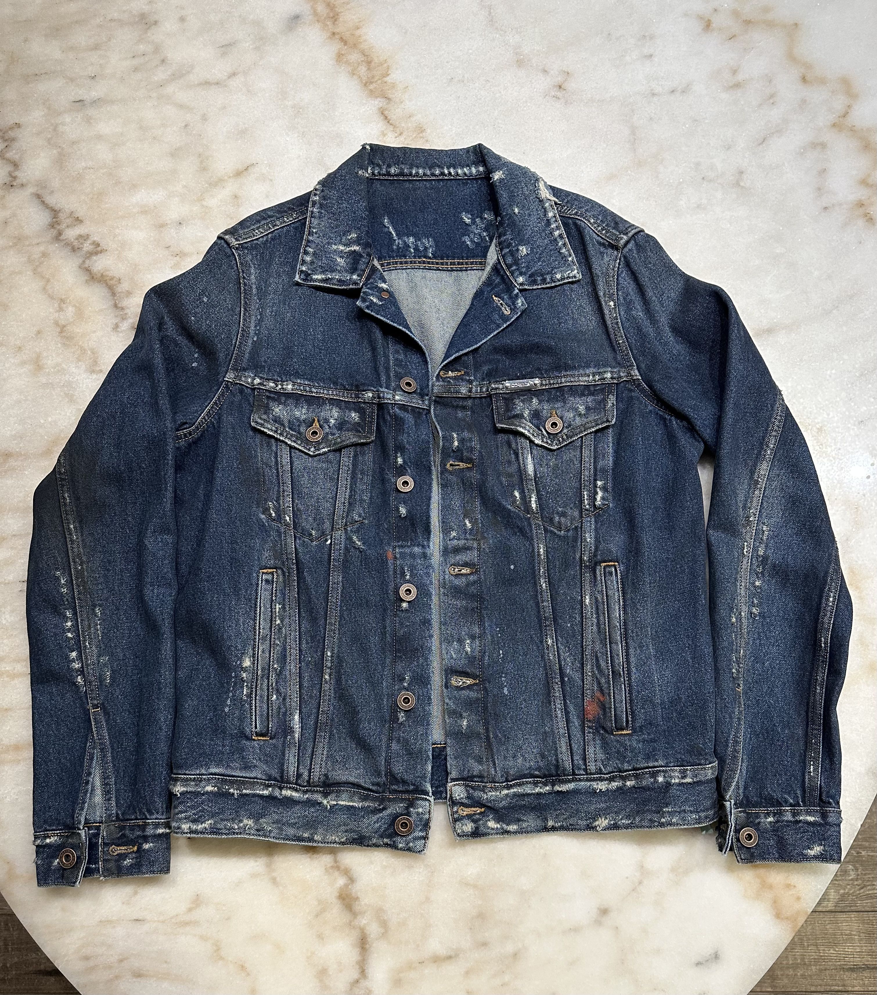 image of Off White Off-White "denim Label" Jean Jacket in Blue, Men's (Size Medium)