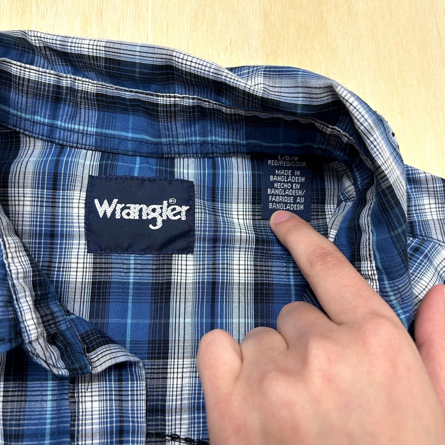 Wrangler Wrangler Shirt Mens L Blue Plaid Short Sleeve Western Snap Button Up Casual Size US L / EU 52-54 / 3 - 2 Thumbnail