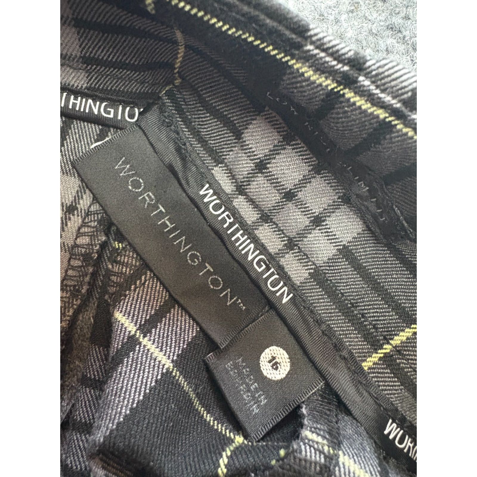 Worthington Worthington Pants Womens 16 Black Combo Plaid Low Rise Slim Fir Slim Leg NEW Size 38" / US 16 / IT 52 - 5 Thumbnail