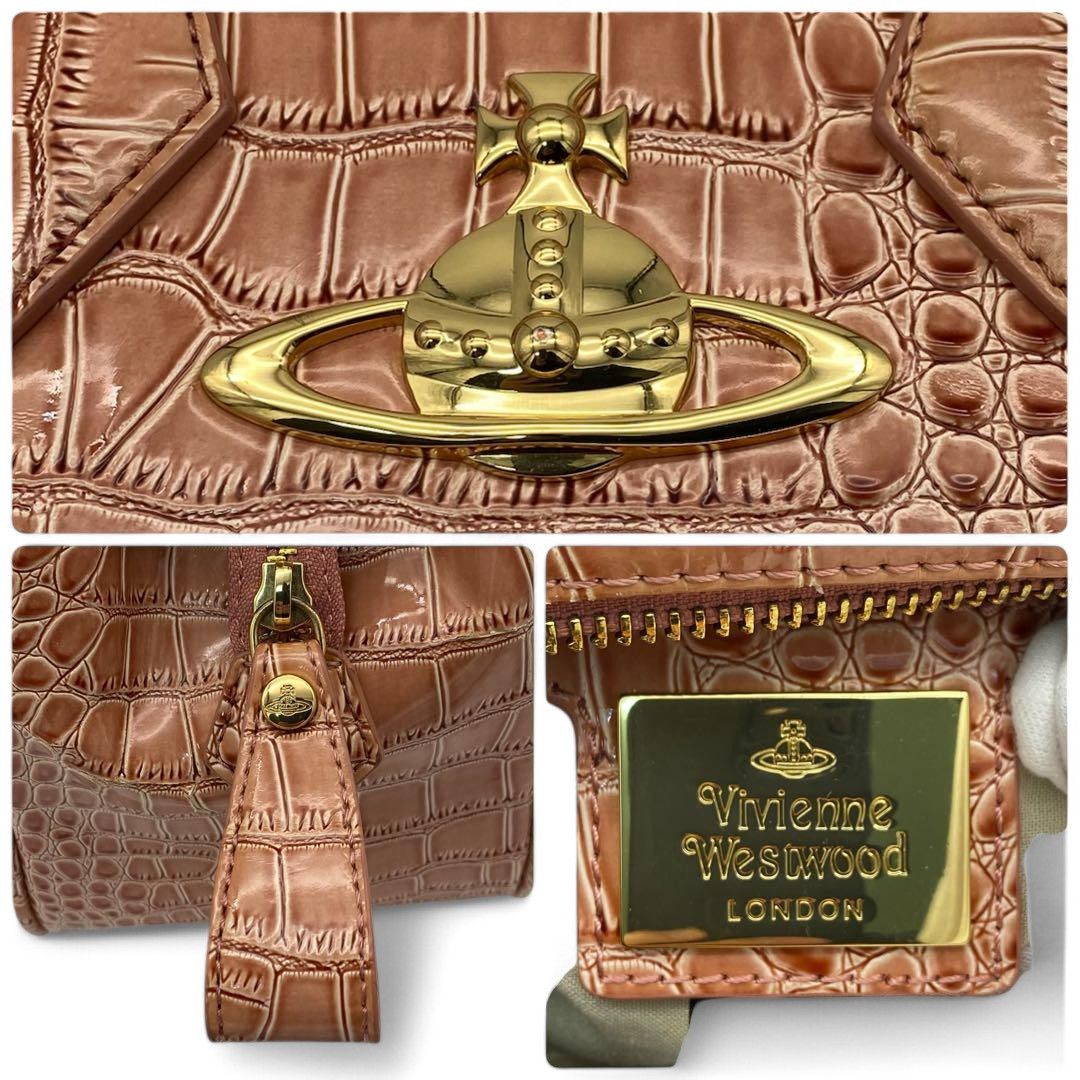 Vivienne Westwood Vivienne Westwood - Pink Croco Handbag Shoulder Bag Gold Orb Size ONE SIZE - 6 Thumbnail