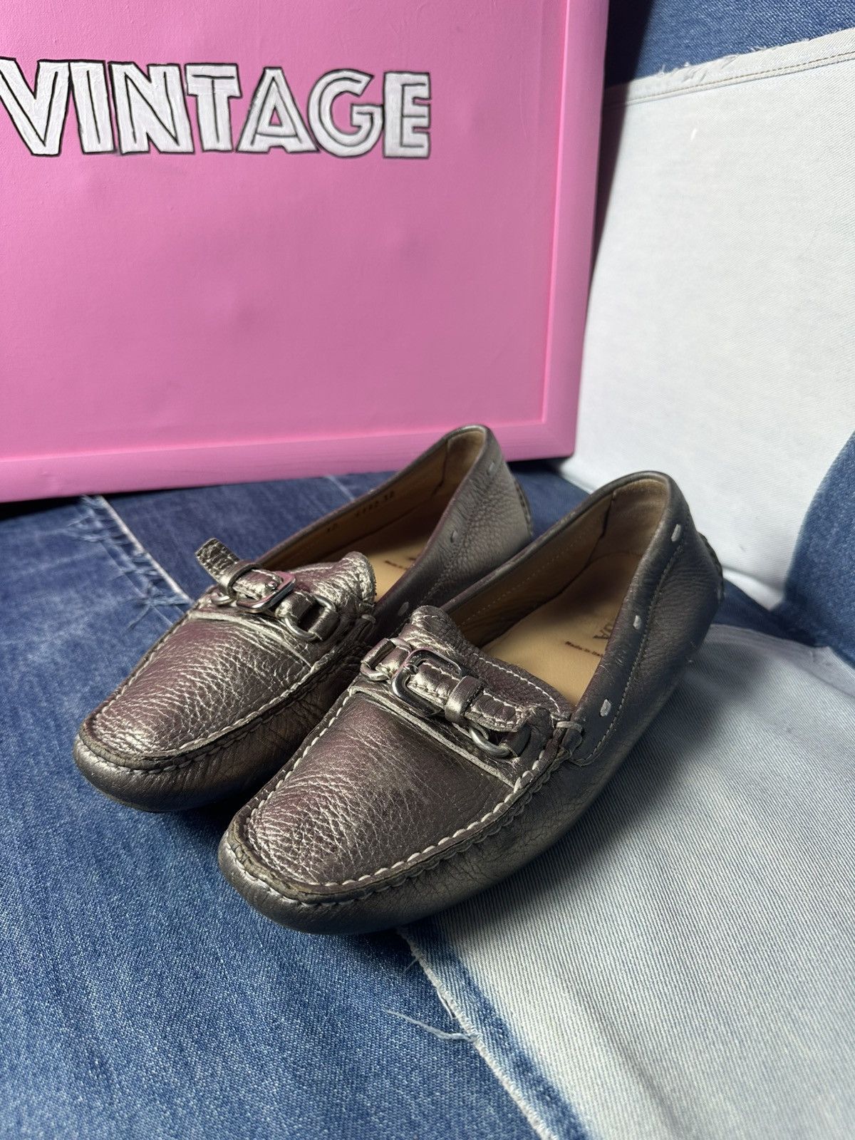 Prada Prada Leather Flats Loafers Logo Buckle Shoes Vintage Size US 8 / IT 38 - 25 Thumbnail