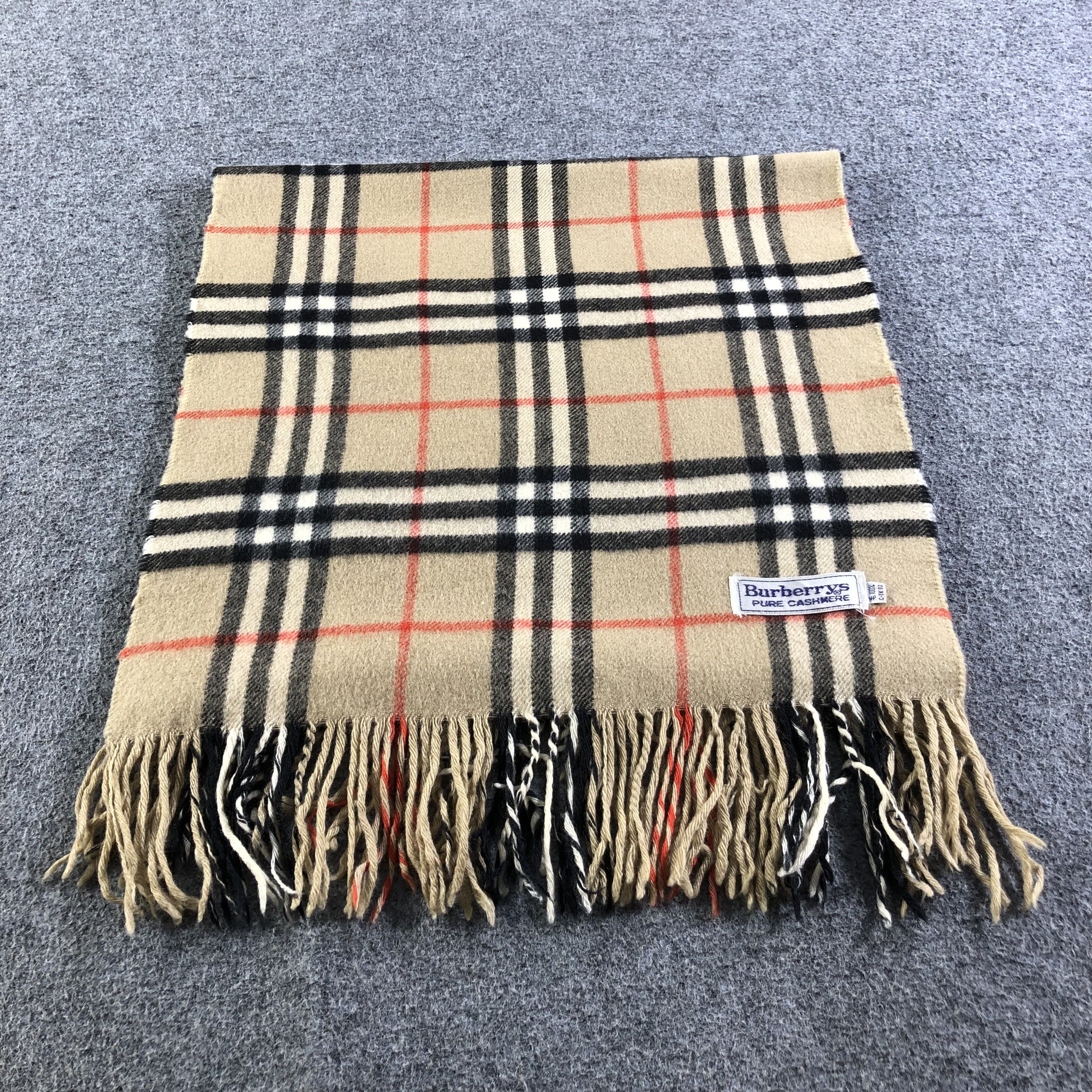Burberry Burberrys Nova Check Tan Cashmere Scarf Muffler V1762 Size ONE SIZE - 2 Thumbnail