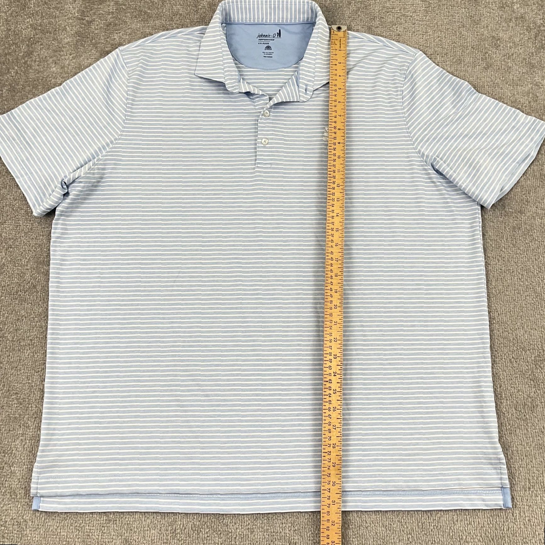 johnnie-O Johnnie-O Polo Shirt Mens 2XL Blue Striped Weston Golf Club Performance S/S Size US XXL / EU 58 / 5 - 4 Thumbnail