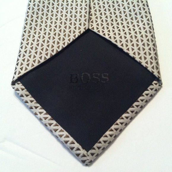 Hugo Boss HUGO BOSS MENS NEW BEIGE 100%SILK NECK TIE WIDTH: 3 1/8" Size ONE SIZE - 6 Thumbnail