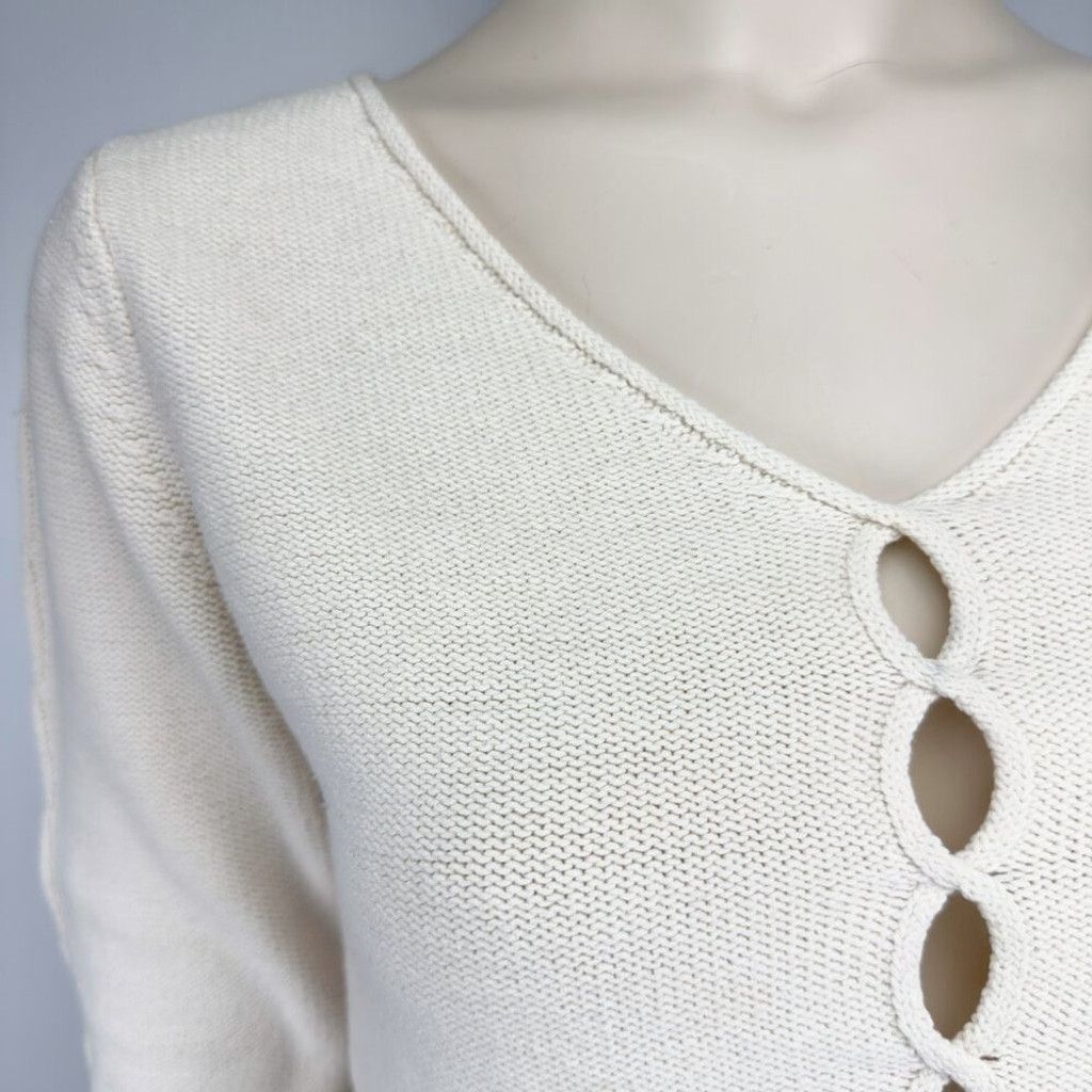 Other IN WEAR Boho Cream Knit Open design V-neck Minimalist sz M Size M / US 6-8 / IT 42-44 - 2 Thumbnail