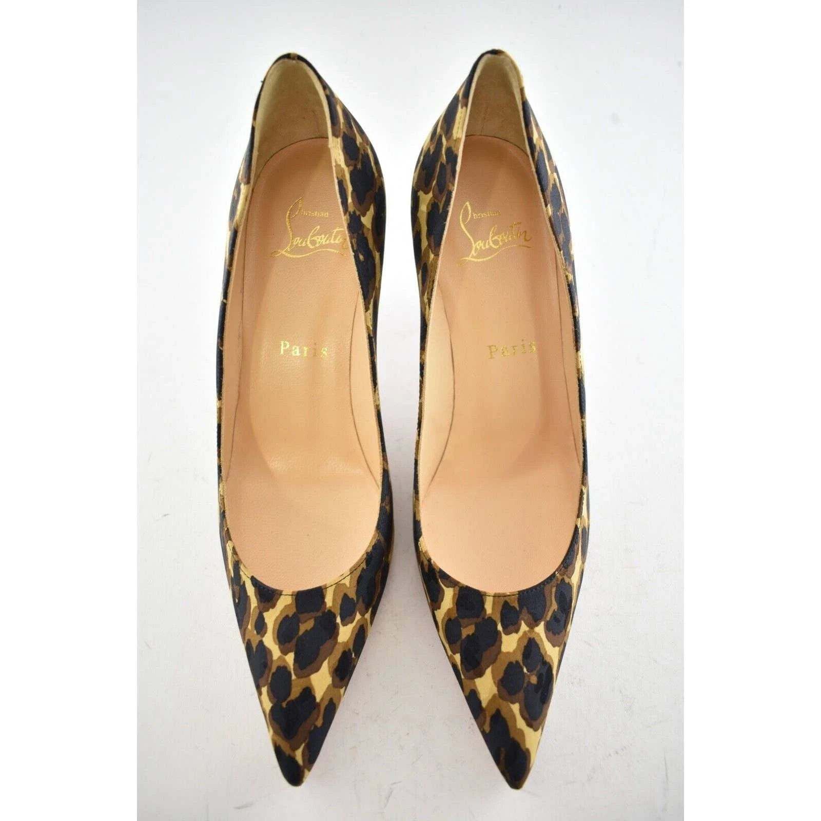 Christian Louboutin Christian Louboutin Clare 80 Soie Leopard Brown Black Silk Size US 6 / IT 36 - 4 Thumbnail