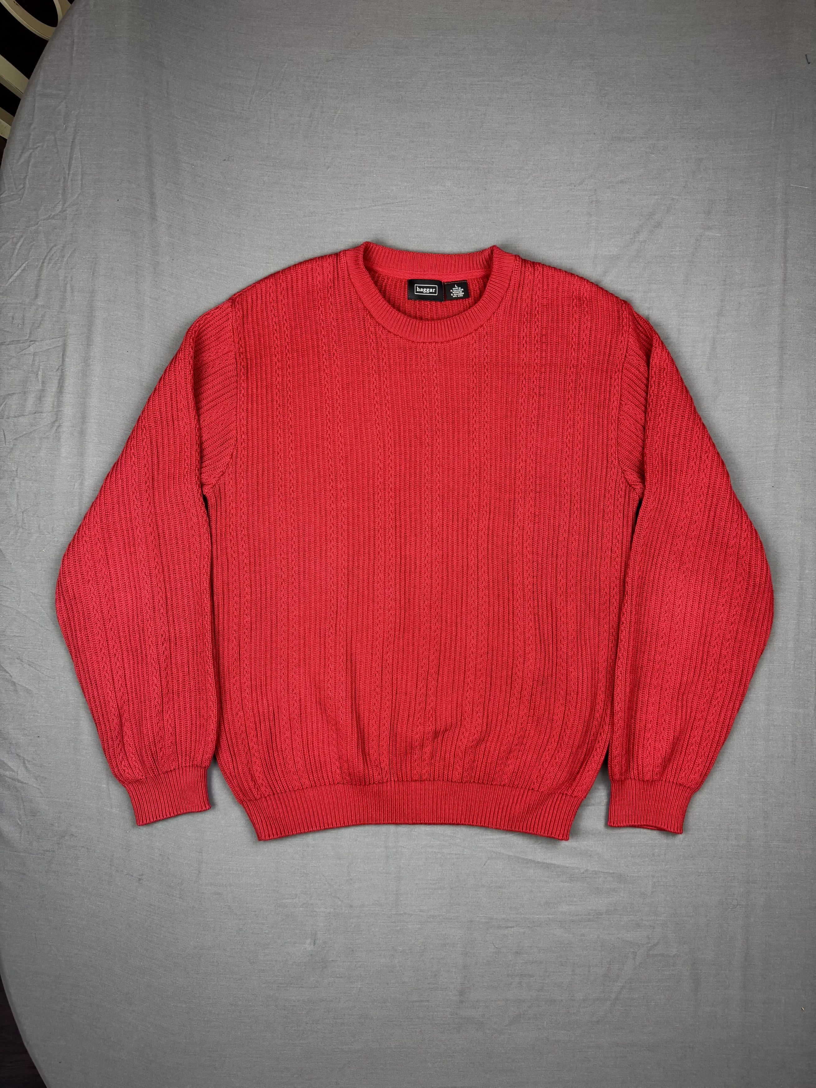 Haggar Vintage Hagger Sweater Heavyweight Knit Ribbed Red Grandpa Size US L / EU 52-54 / 3 - 2 Thumbnail