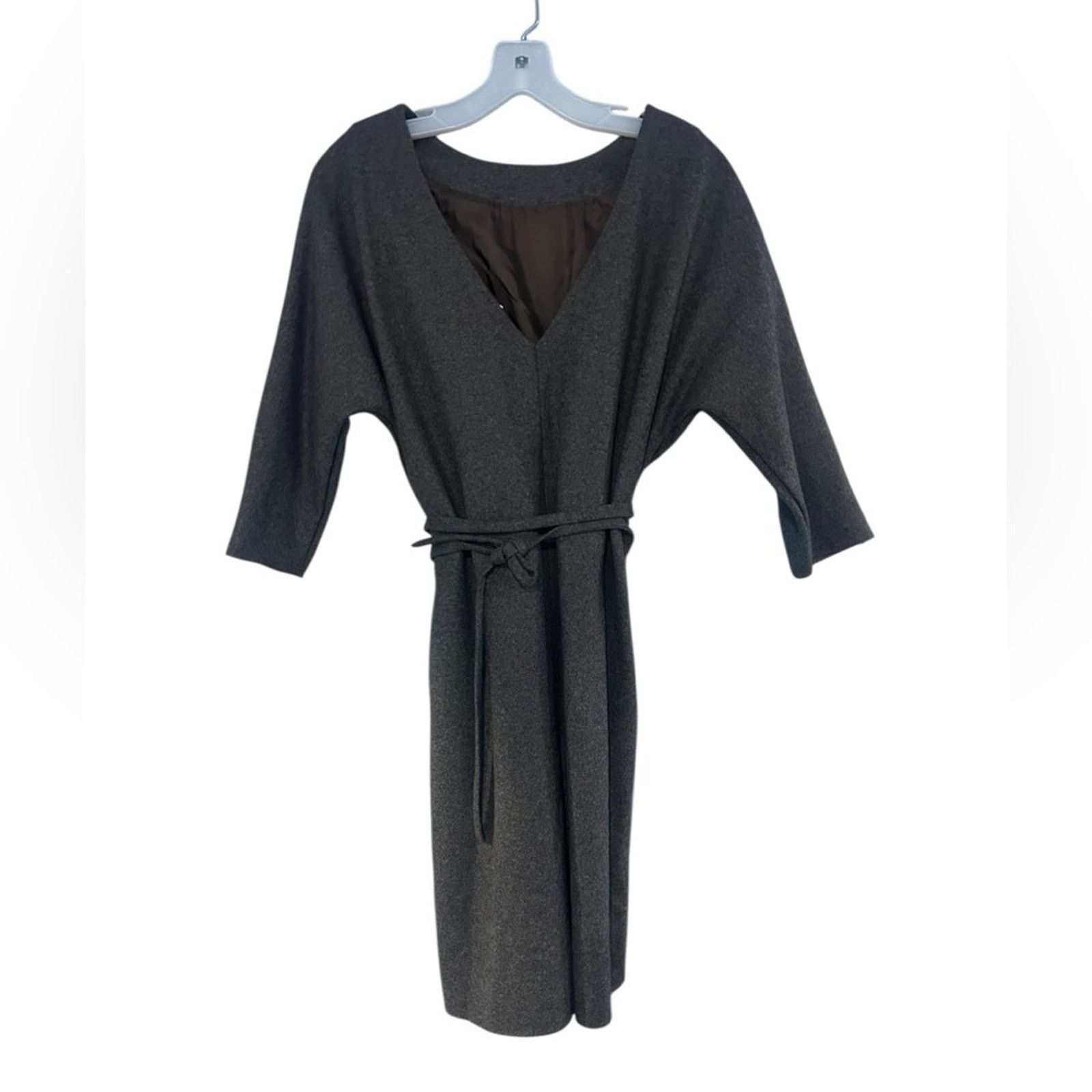 Other Grifoni Wool Lined Gray Dress Open Back V Belted NWT Small Size S / US 4 / IT 40 - 2 Thumbnail