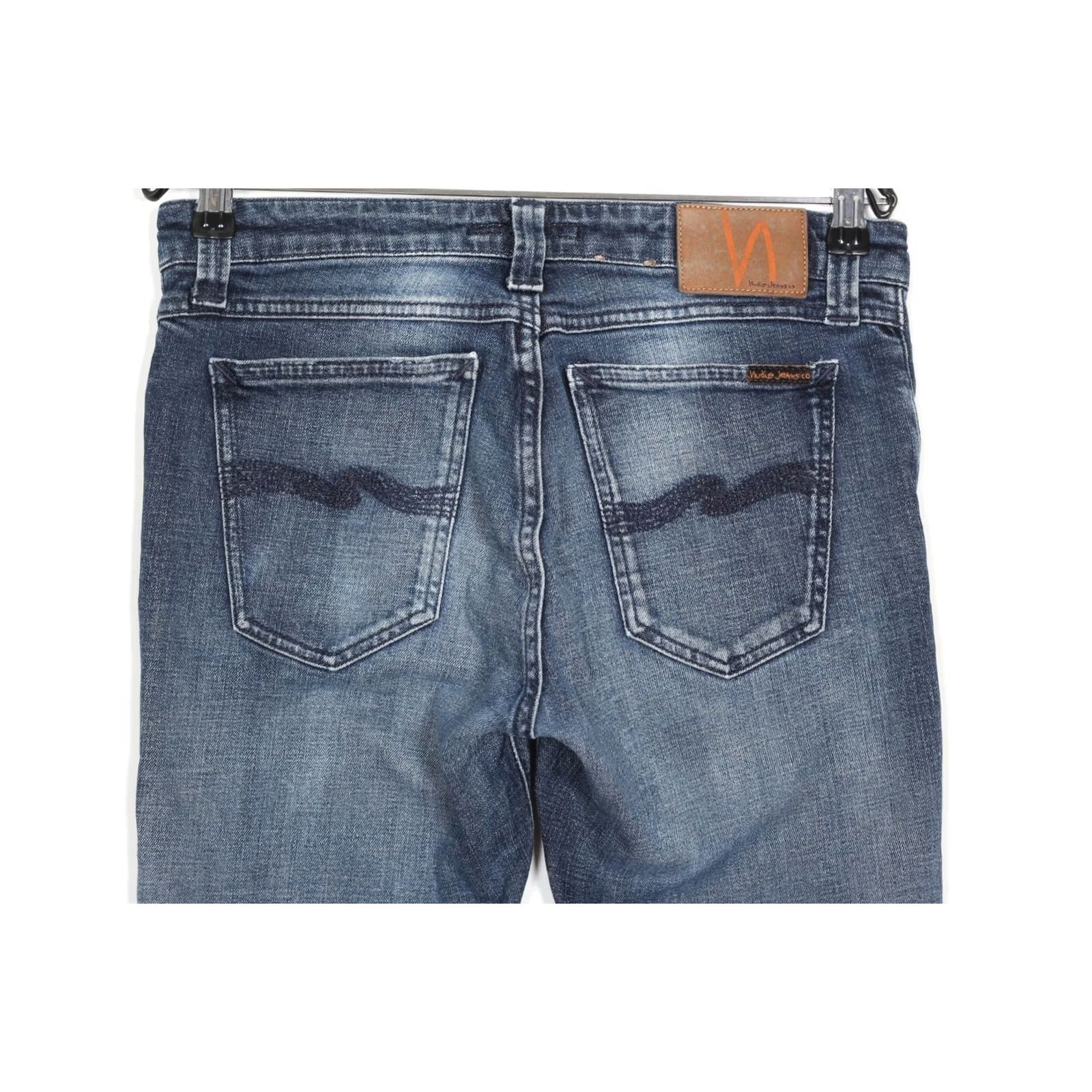 Nudie Jeans NUDIE JEANS SKINNY LIN Navy Lightning Stretch Jeans Men 30x34 W30 L31 Denim Blue Slim 5-Pocket Mar 30 31 Mens Size US 30 / EU 46 - 3 Thumbnail