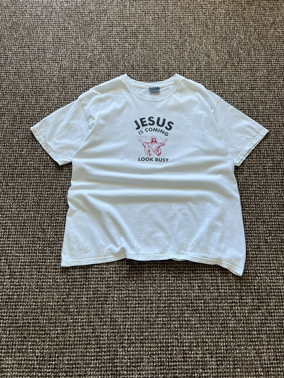 Vintage RARE Vintage Jesus Coming Look Busy Single Stitch Shirt Size US XL / EU 56 / 4 - 4 Thumbnail