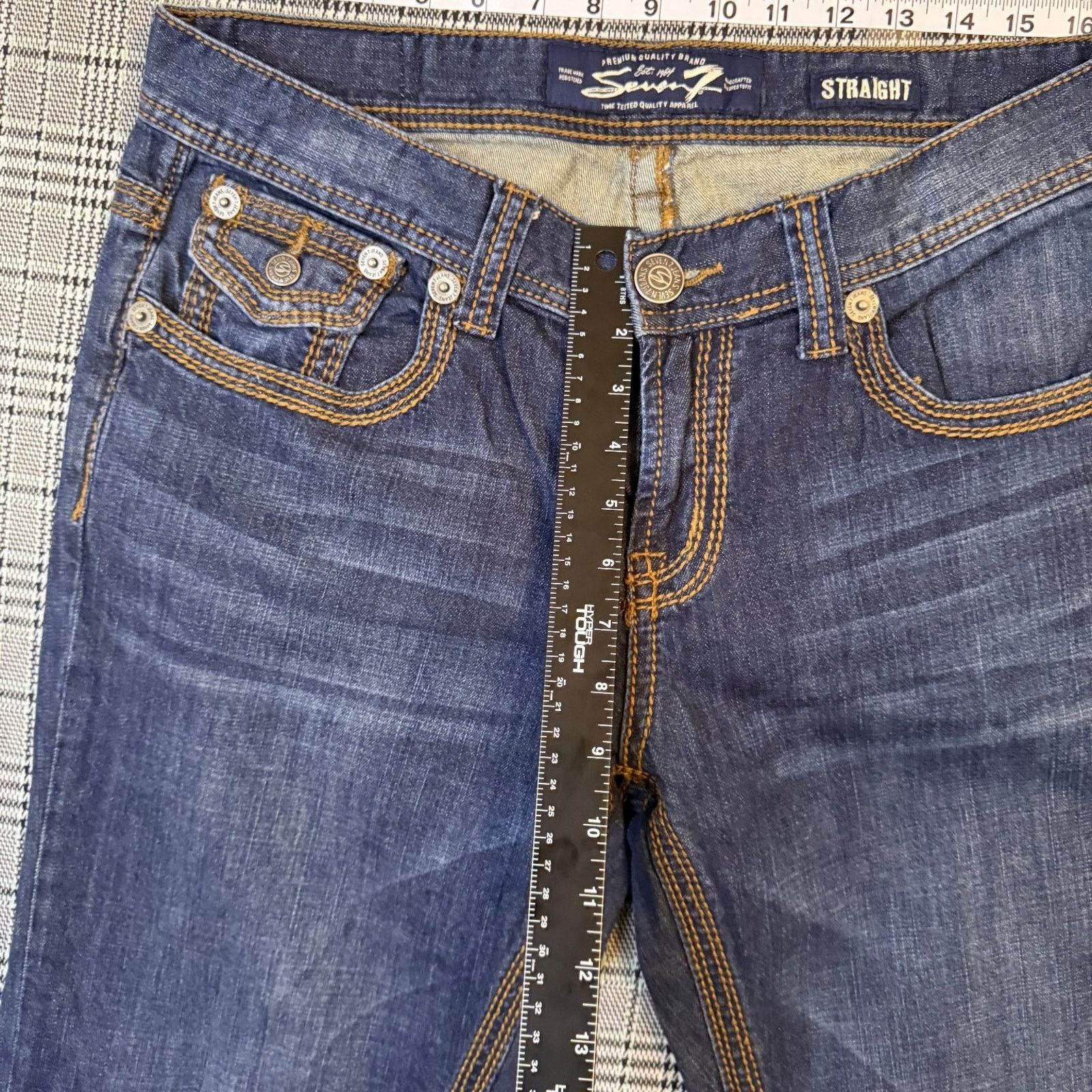 Seven 7 Seven7 Men's Jeans Dark Blue Denim Straight Fit Cotton 34x30 Size US 34 / EU 50 - 3 Thumbnail