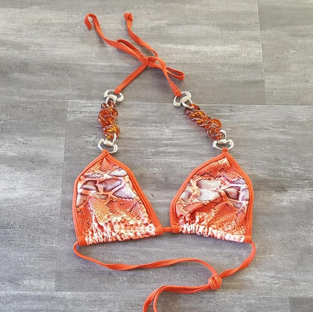 Designer Orange Snakeskin LMG Bikini Top Size ONE SIZE - 1 Thumbnail