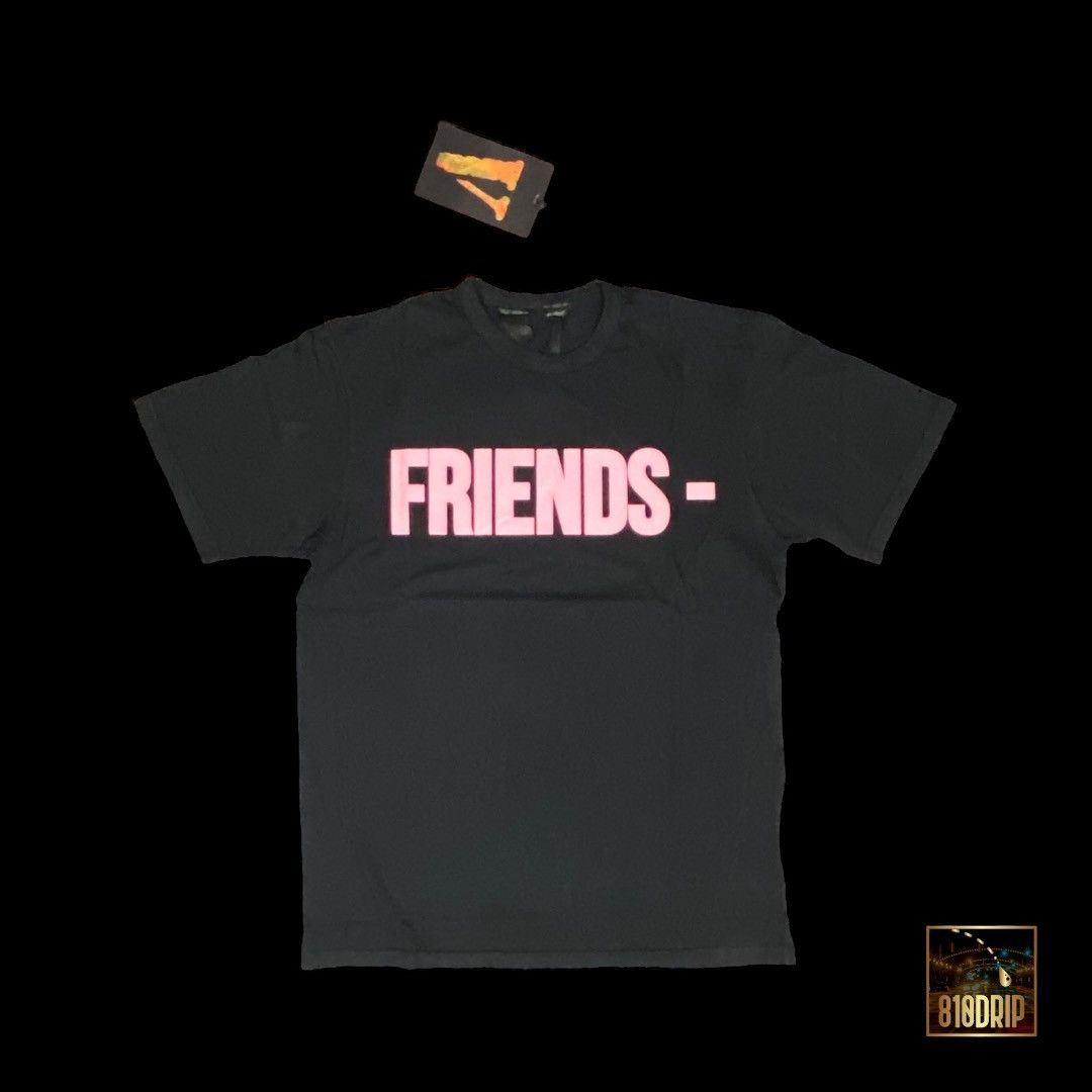 Image of Vlone Pink Friends Tee Black (S), Men's (Size Small)