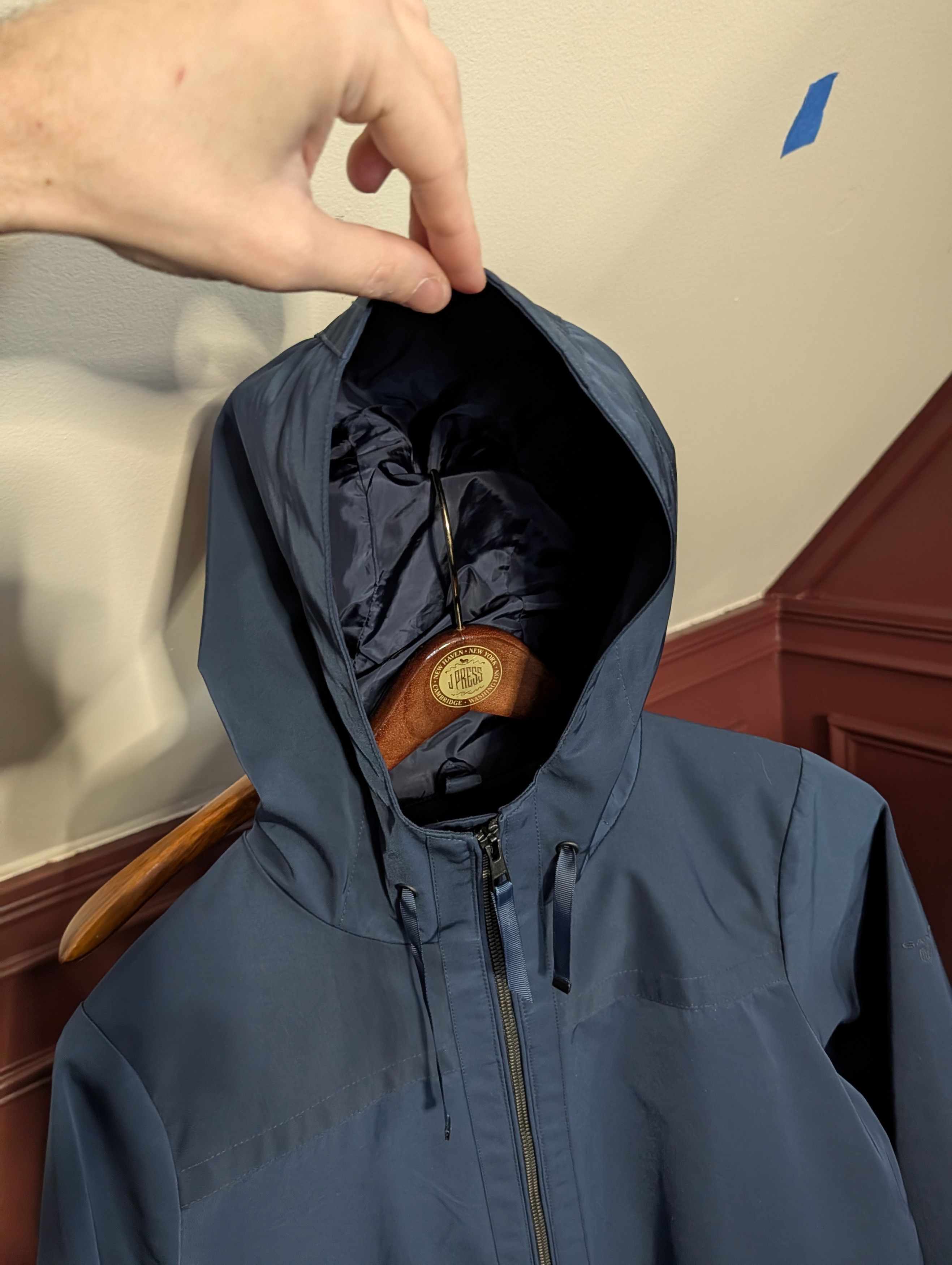 Gant Navy blue nylon zip-up tech hooded rain coat plaid Small Size US S / EU 44-46 / 1 - 2 Thumbnail