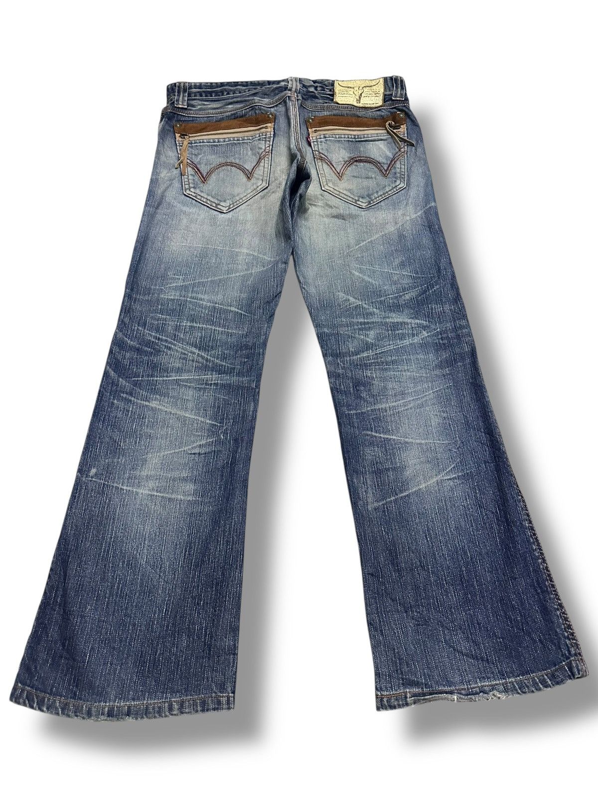 Edwin Vintage Edwin Bluetrip Leather Tag Wideleg Style Faded Wash Size US 33 - 2 Thumbnail