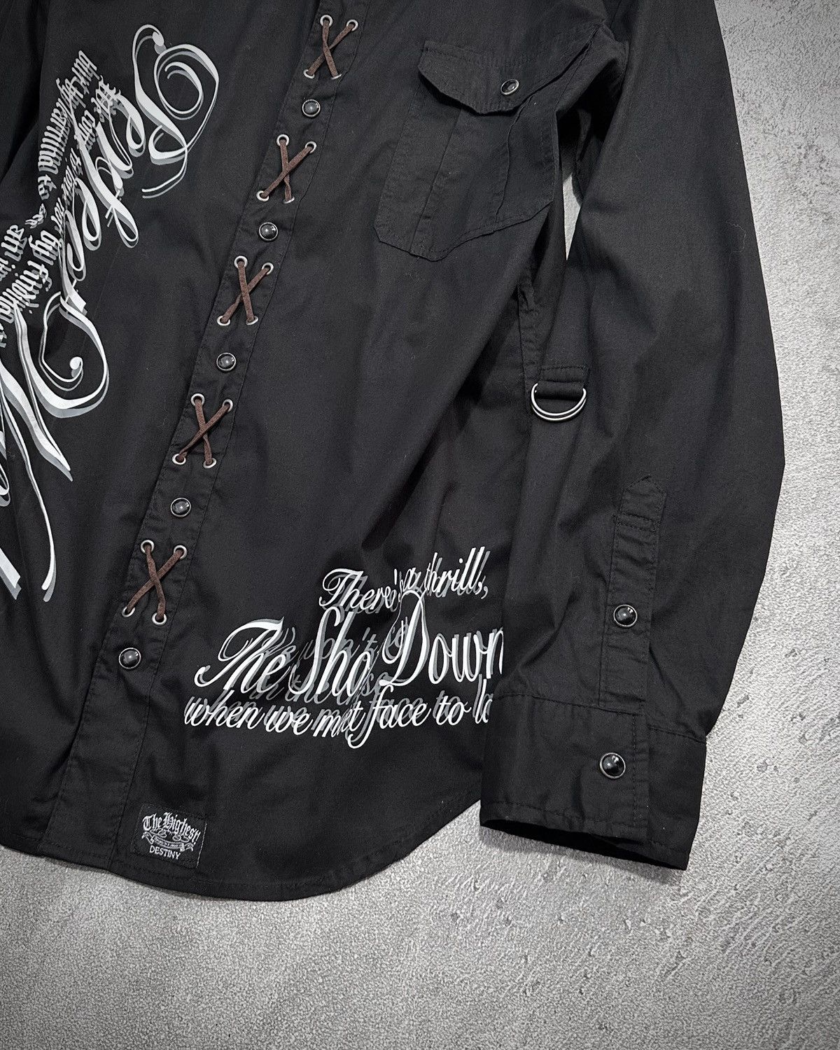 Japanese Brand Y2k 31040=Skkone Poem Lace Up Shirt Size US M / EU 48-50 / 2 - 3 Thumbnail