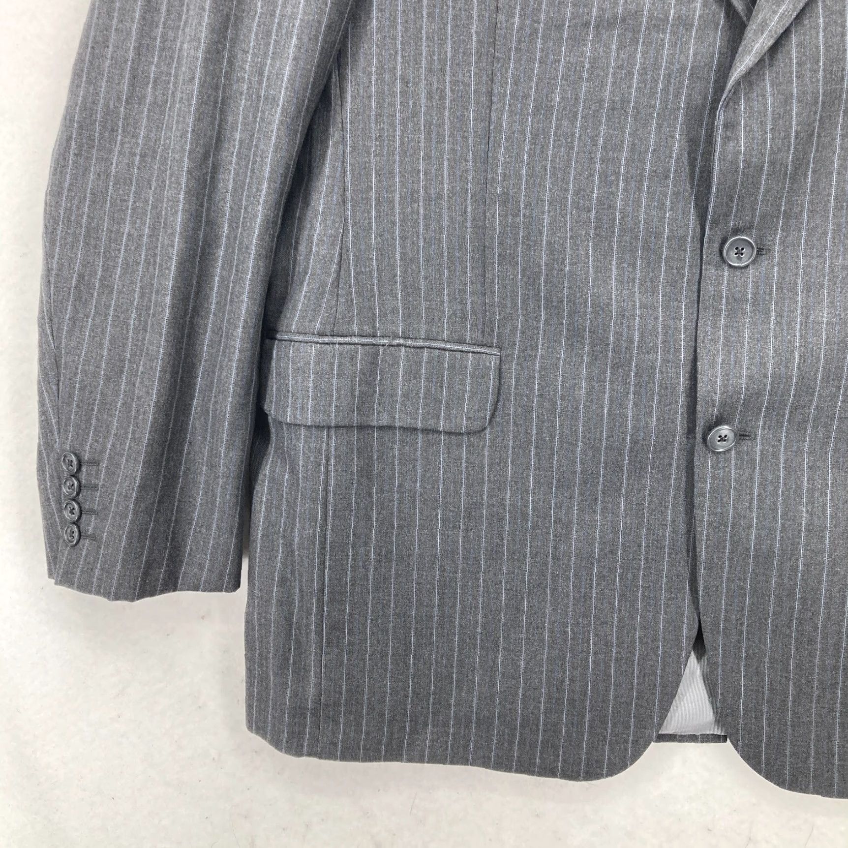Jack Victor Jack Victor Loro Piana Wool Blazer Mens 44R Gray Striped Blazer Sports Coat Jacket Blazer Mens 44 Regular Gray Striped Size 44R - 4 Thumbnail