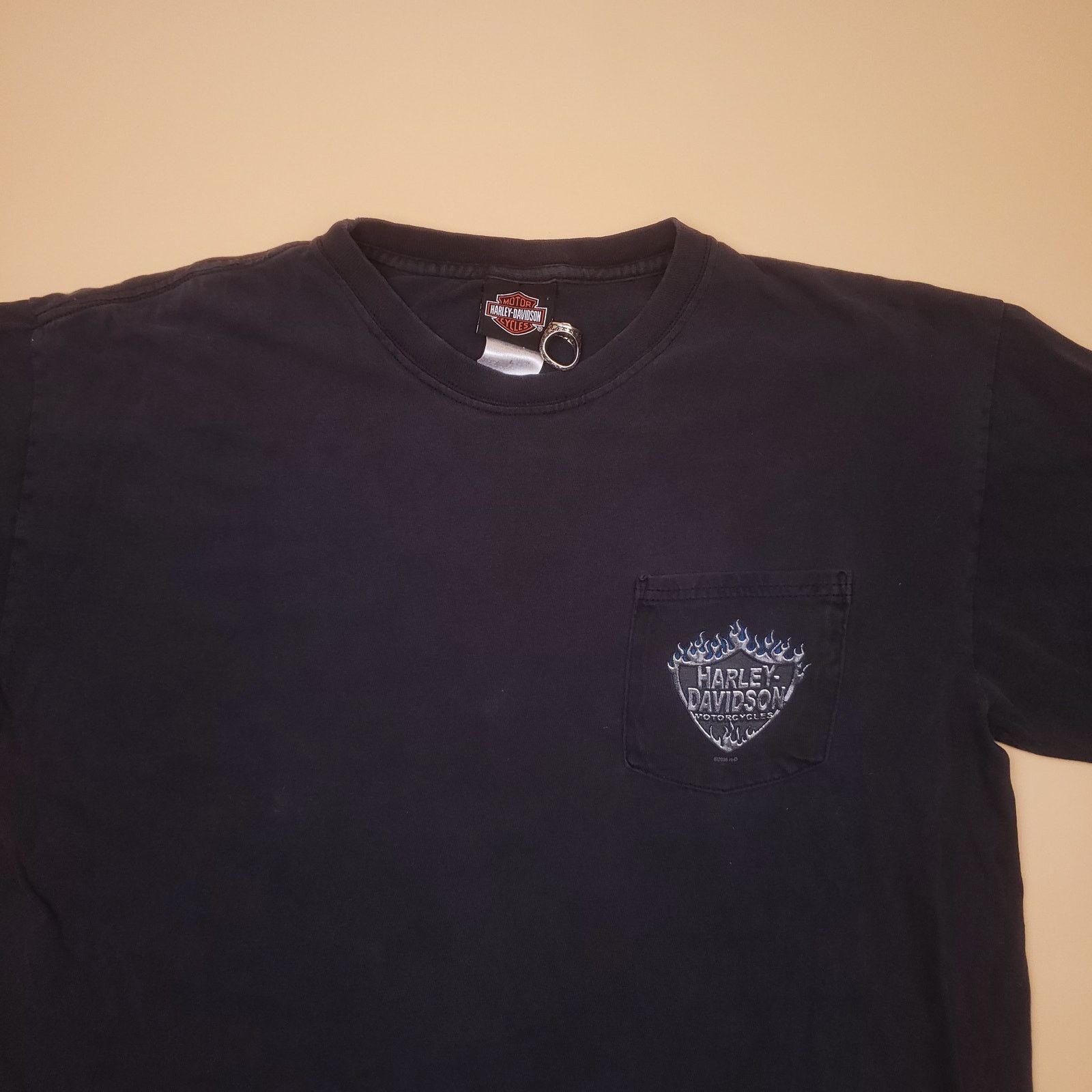 Harley Davidson y2k Harley Davidson Motorcycles Flames Pocket T Shirt Mens L Size US L / EU 52-54 / 3 - 7 Thumbnail