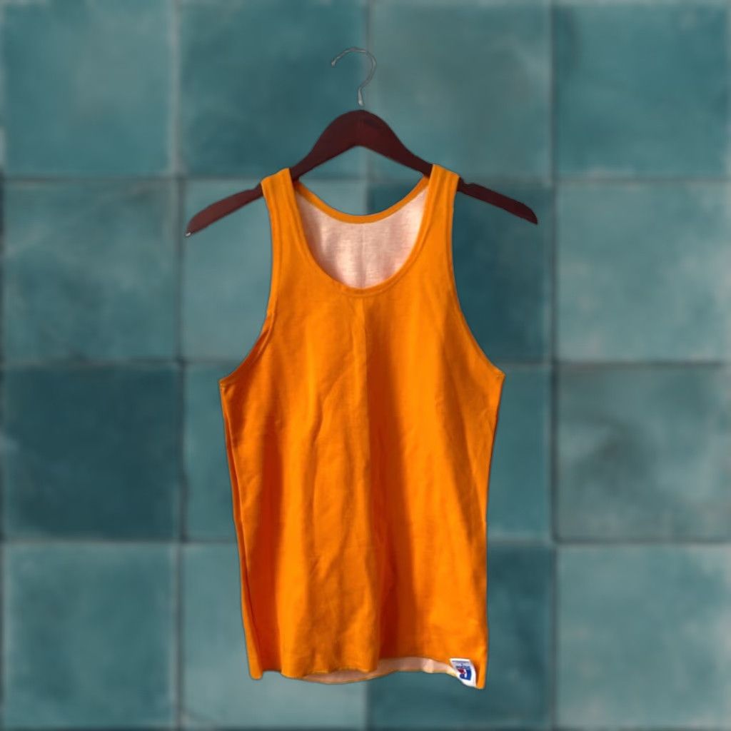 Vintage VINTAGE Russell athletic Tank Shirt Mens S NOS 80s Gold White Basketball Jersey Reversible 70s 90s NWOT USA Long 22.5" Across 15.5" Across Size US S / EU 44-46 / 1 - 1 Thumbnail