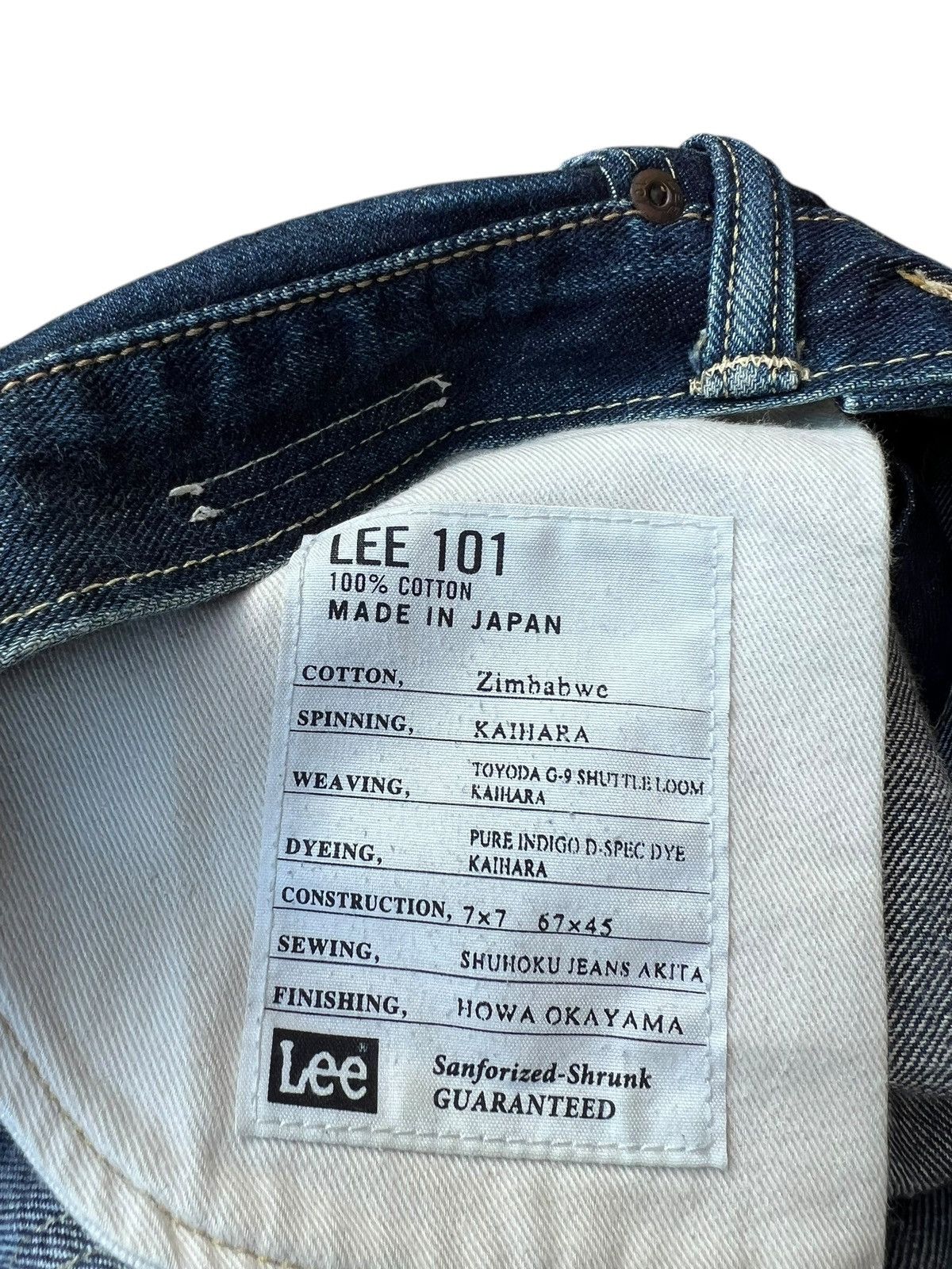 Lee Lee 101 Pure Indigo Dye Mud Denim Blue Line Selvedge Jeans Size US 29 - 23 Thumbnail