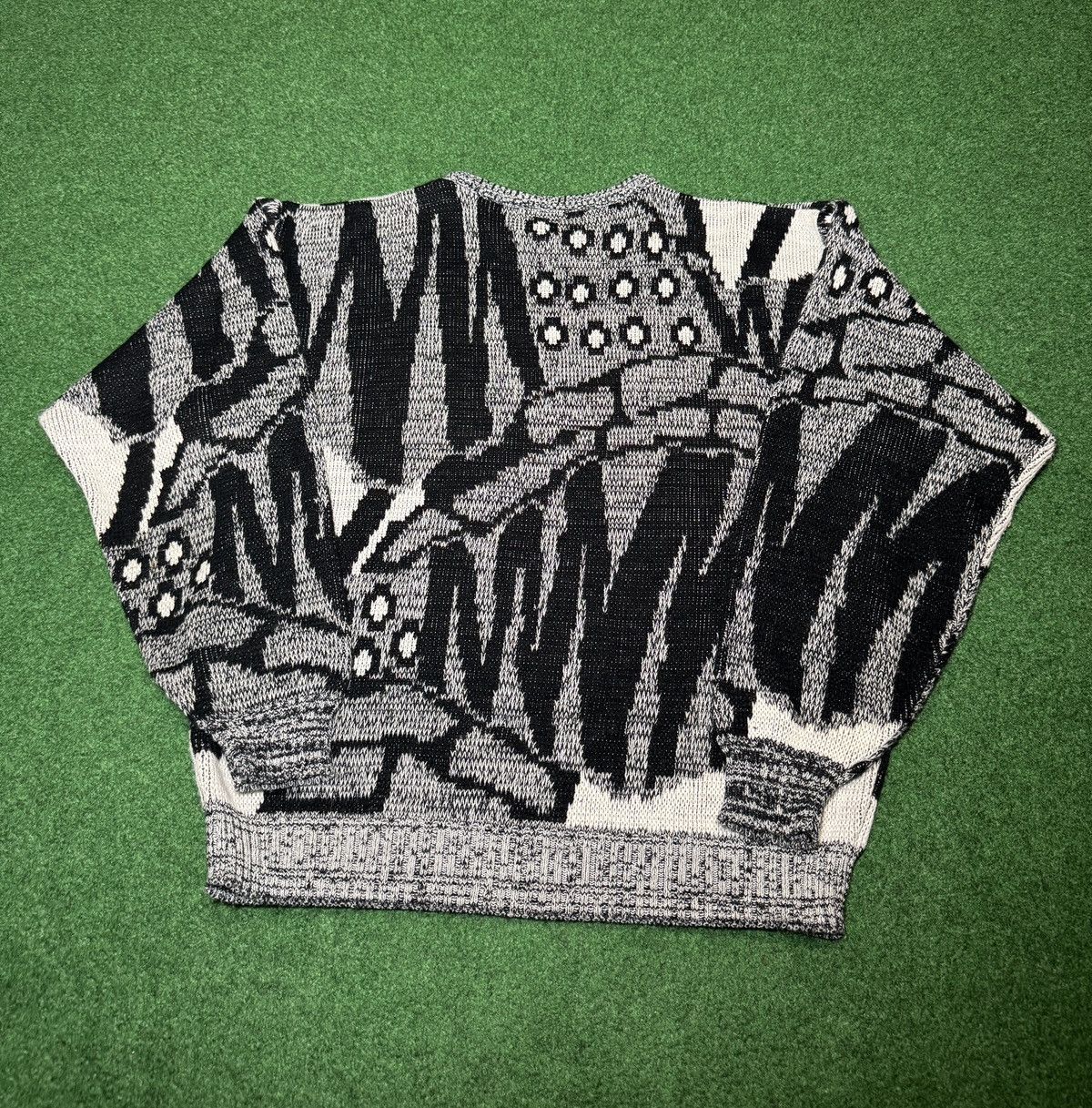 Koman Vintage 80s Abstract Cosby Retro Black White Lrg Sweater Size US L / EU 52-54 / 3 - 2 Thumbnail