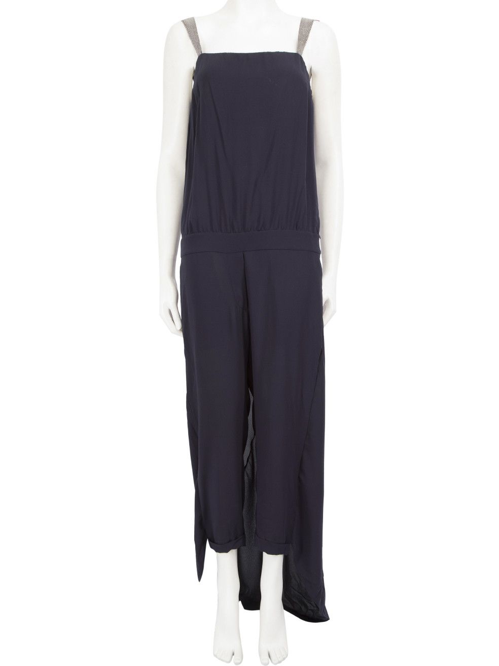 Brunello Cucinelli Navy Silk Jumpsuit Size 30" / US 8 / IT 44 - 1 Thumbnail