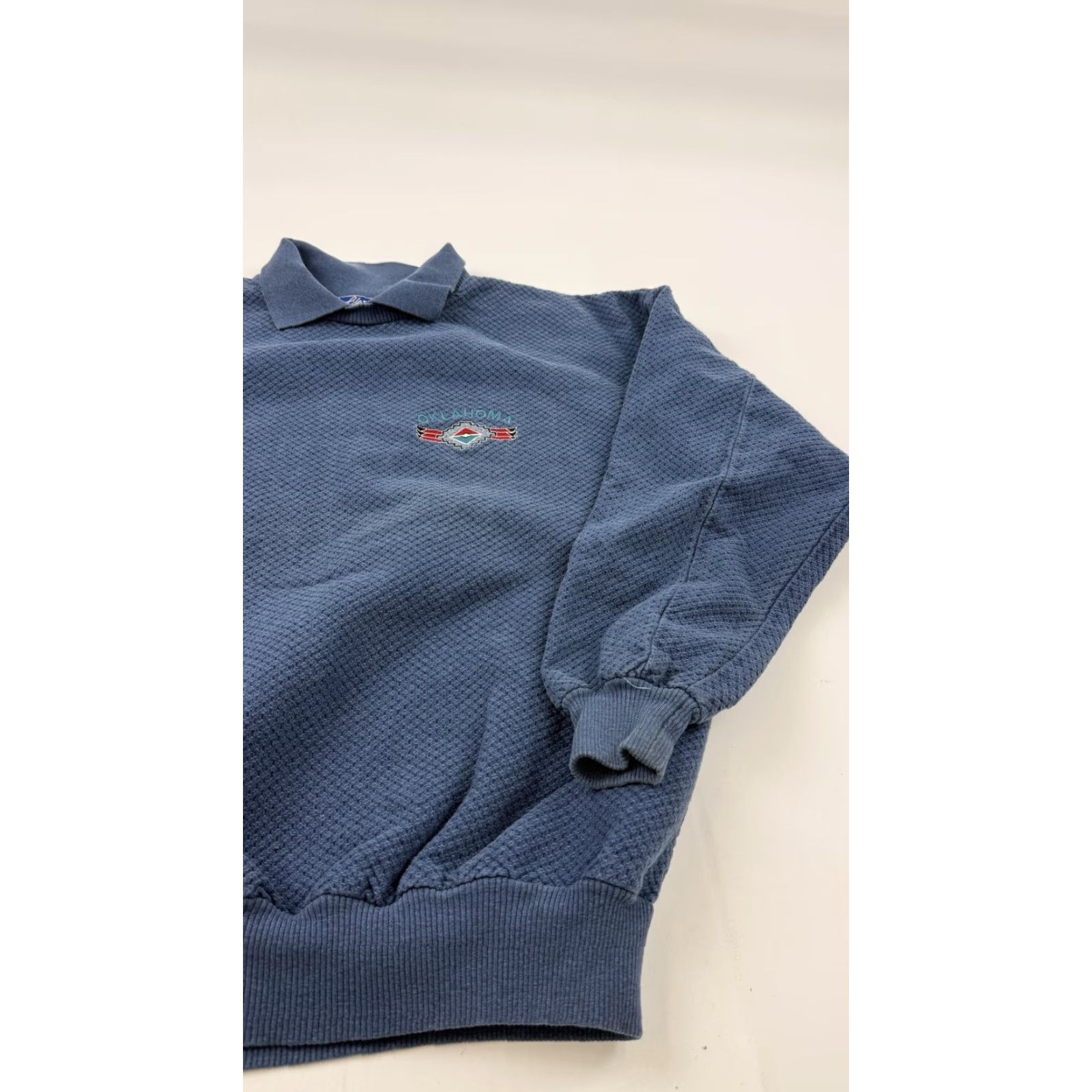 Vintage Vintage Lifestyles Oklahoma Sweatshirt Mens M Blue Collared Embroidered USA Southwestern Graphic Pullover Knit Cotton Pockets Size US M / EU 48-50 / 2 - 3 Thumbnail