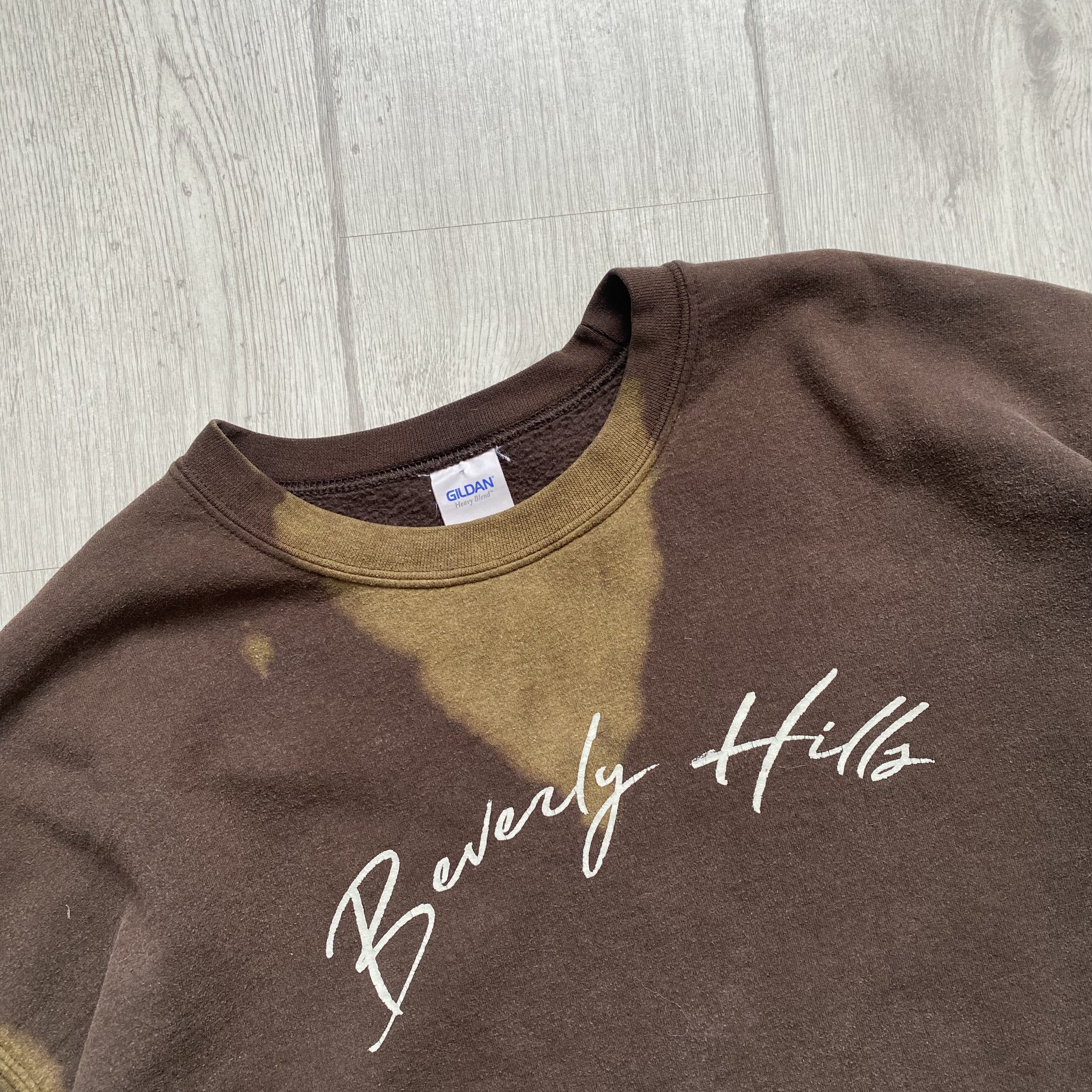 Vintage 🔥RARE Vintage Custom Trashed Sun Faded Brown Sweatshirt Size US XL / EU 56 / 4 - 2 Thumbnail
