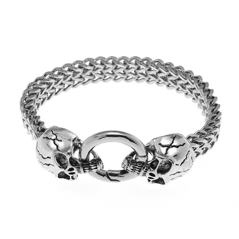 Jewelry × Vintage Gothic Punk Skull Skeleton Stainless Steel Bracelet Chain Size ONE SIZE - 2 Thumbnail