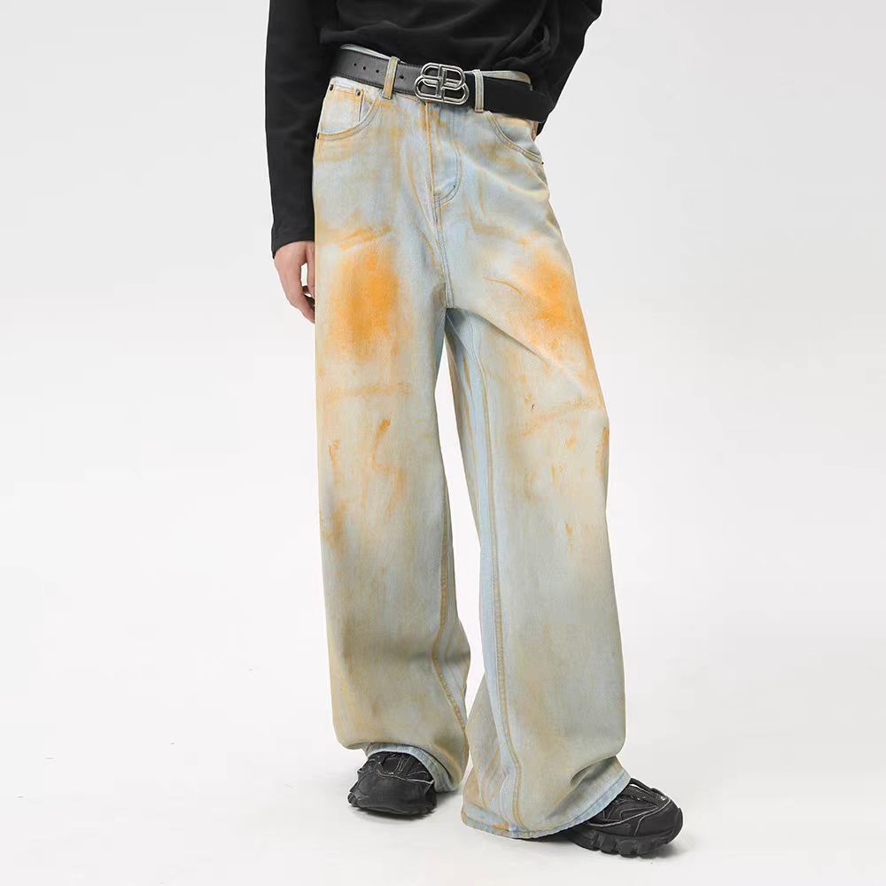 Japanese Brand × Jean Street Aged Dirty Wide Leg Jeans Size US 32 / EU 48 - 3 Thumbnail