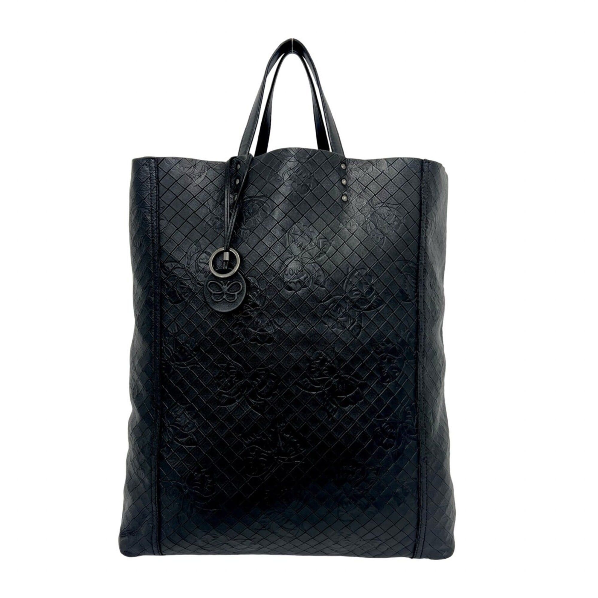 Bottega Veneta BOTTEGA VENETA Intreccio Butterfly Leather Tote Bag Handbag Black 343-4 Size ONE SIZE - 1 Thumbnail