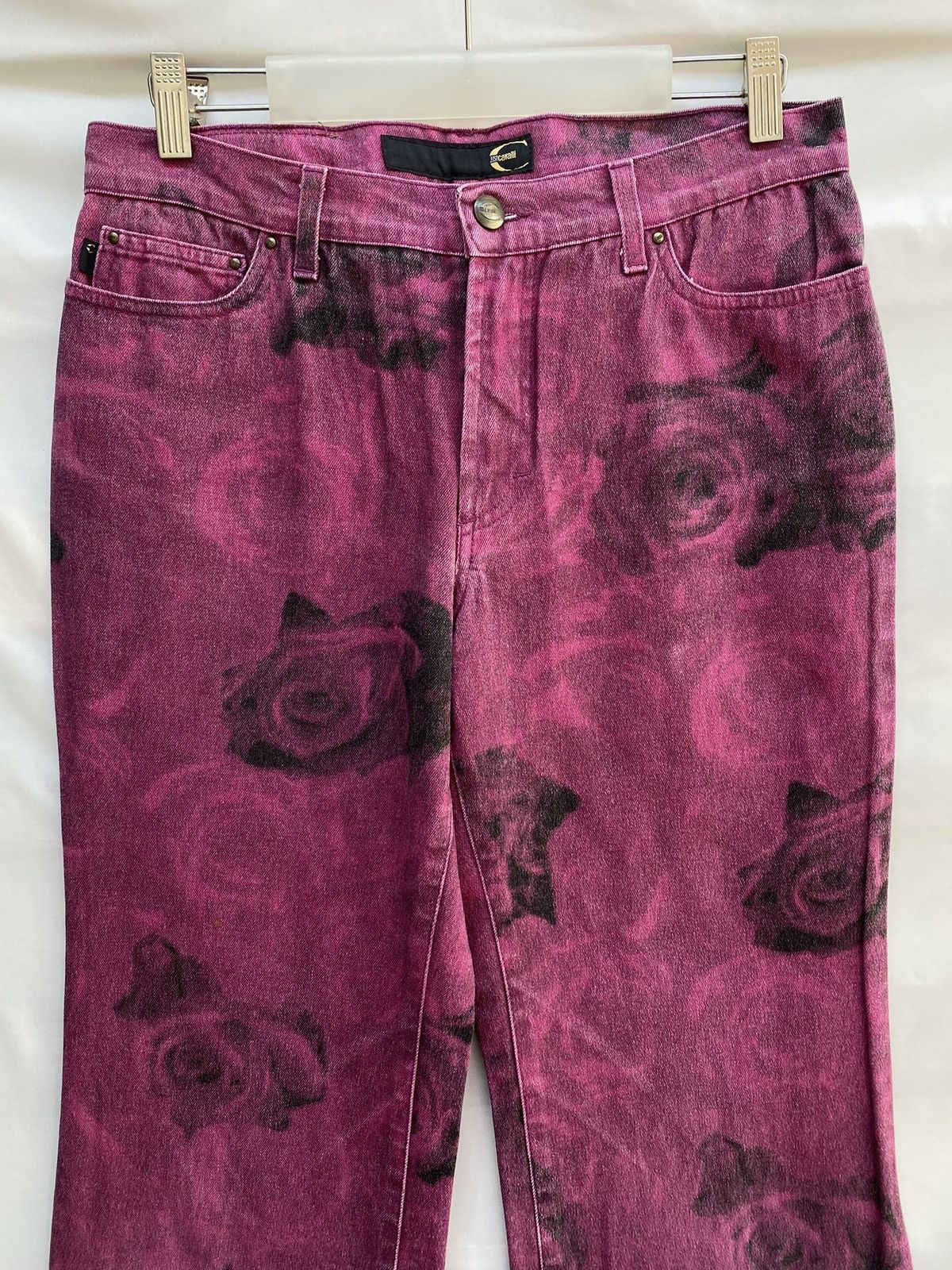 Just Cavalli Vintage JustCavalli Nocturnal Rose Blossom Bootcut Pants Size US 32 / EU 48 - 2 Thumbnail
