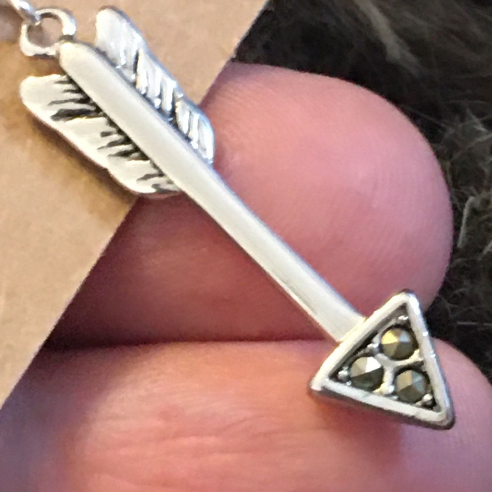 Jewelry Silver plated arrow with marcasite earrings Size ONE SIZE - 4 Thumbnail