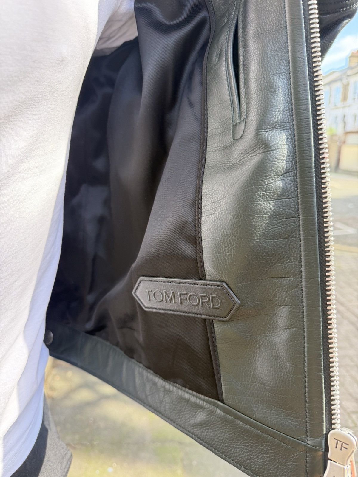 Tom Ford Tom Ford Dark Forest Calf Leather Café Racer Jacket Size US M / EU 48-50 / 2 - 6 Thumbnail