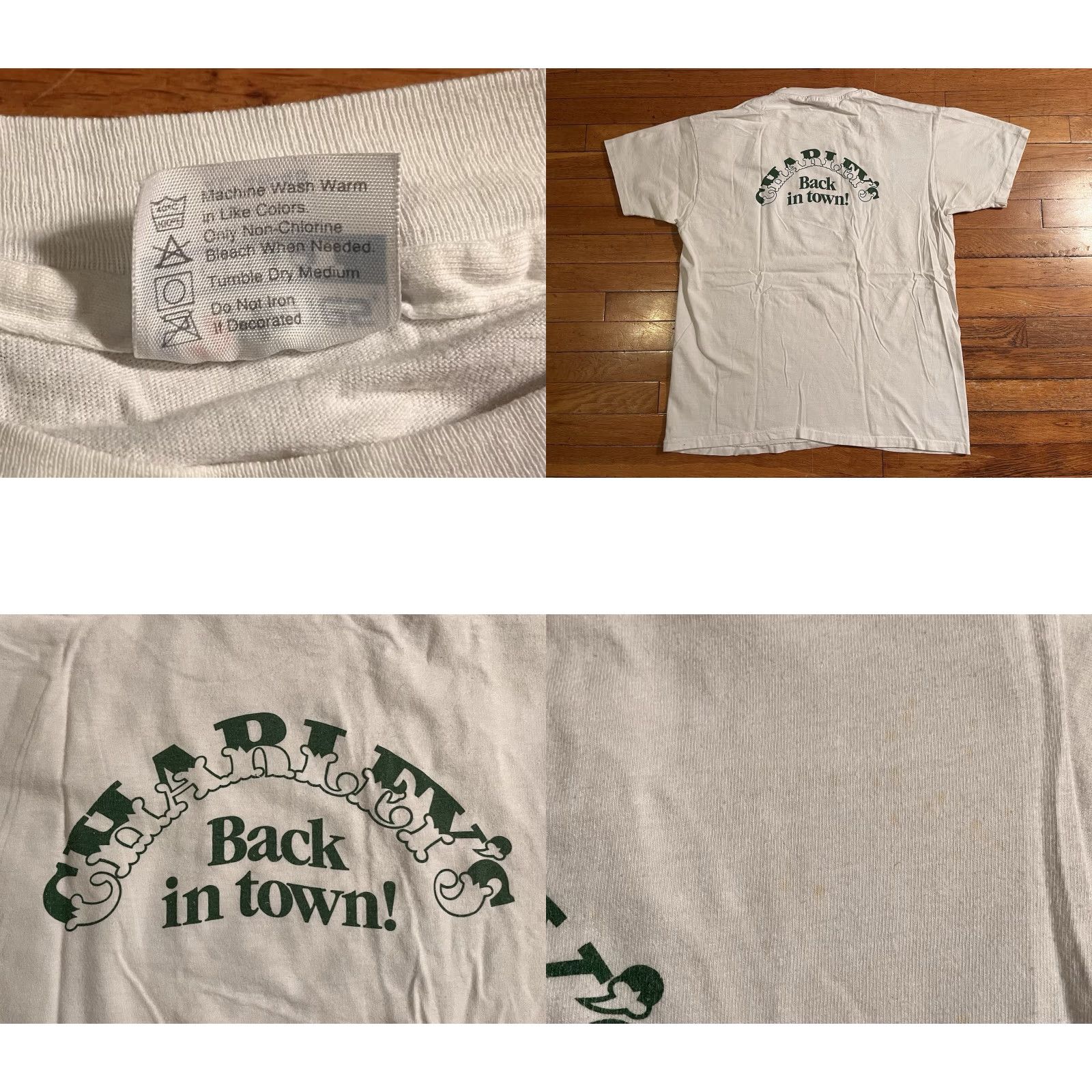 Hanes VINTAGE Hanes Beefy-T Charley's Saloon Boston Back Bay Shirt Men’s XL White 1990s 90s Retro Graphic Print City USA Signature Logo T-Shirt Mens Size US XL / EU 56 / 4 - 8 Thumbnail