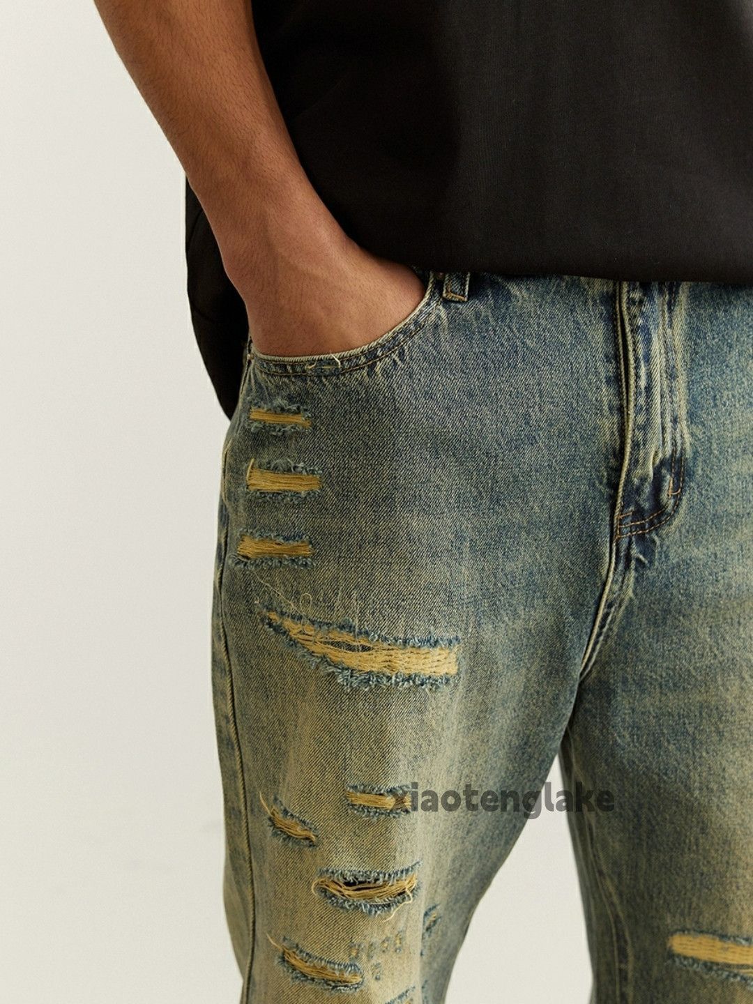 Jean × Vintage washed faded y2k yuppie loose baggy damaged jeans Size US 32 / EU 48 - 4 Thumbnail