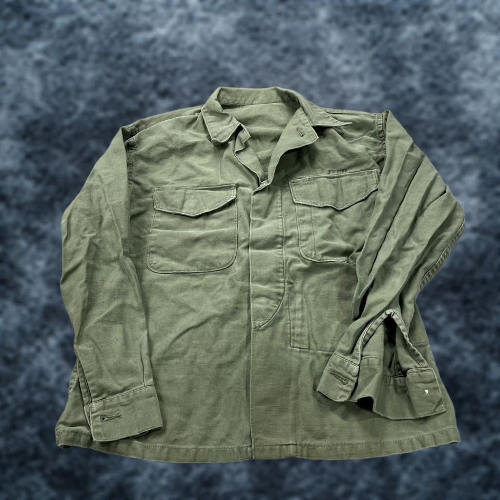 Vintage VINTAGE Green Cotton Sateen Military Fatigue Shirt Mens Medium Pohl 60s OG 107 Size US M / EU 48-50 / 2 - 1 Thumbnail