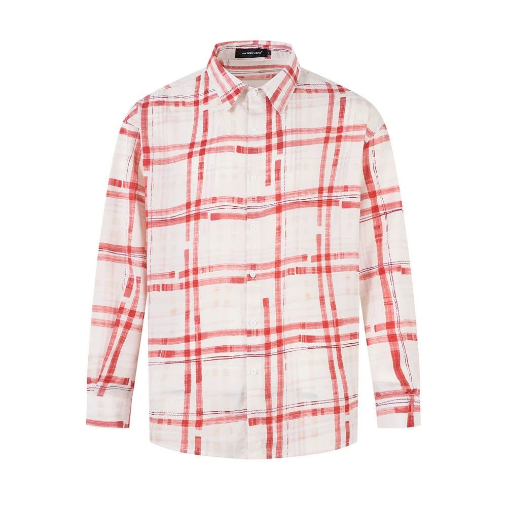 Vintage Men's Japanese casual lapel plaid long-sleeved shirt Size US L / EU 52-54 / 3 - 1 Thumbnail