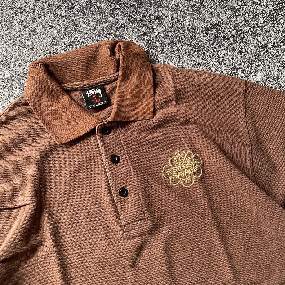 Haze × Stussy Vintage Haze Stussy Savage Embroiderry Gold Poloshirt Size US L / EU 52-54 / 3 - 2 Thumbnail