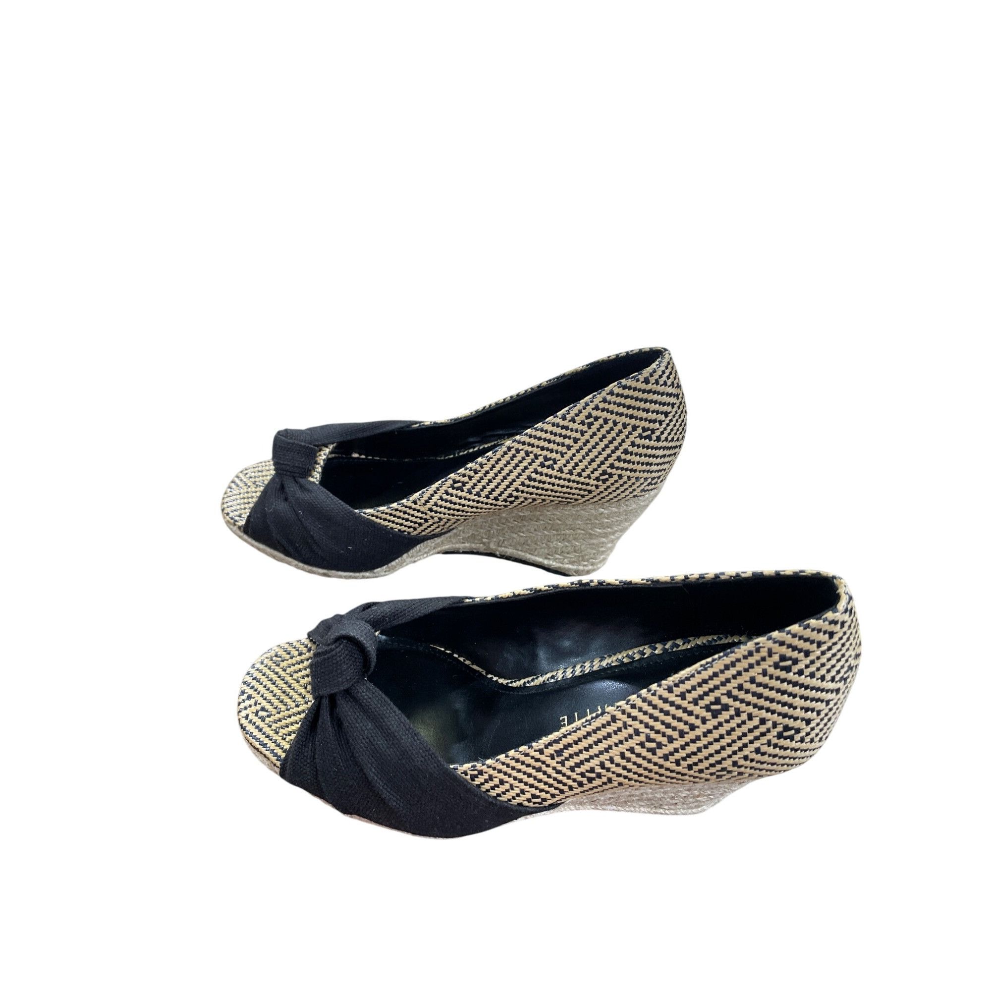 Other Kelly & Katie Black Beige brown PeepToe Wedge Heels Size 6M Size US 6 / IT 36 - 4 Thumbnail
